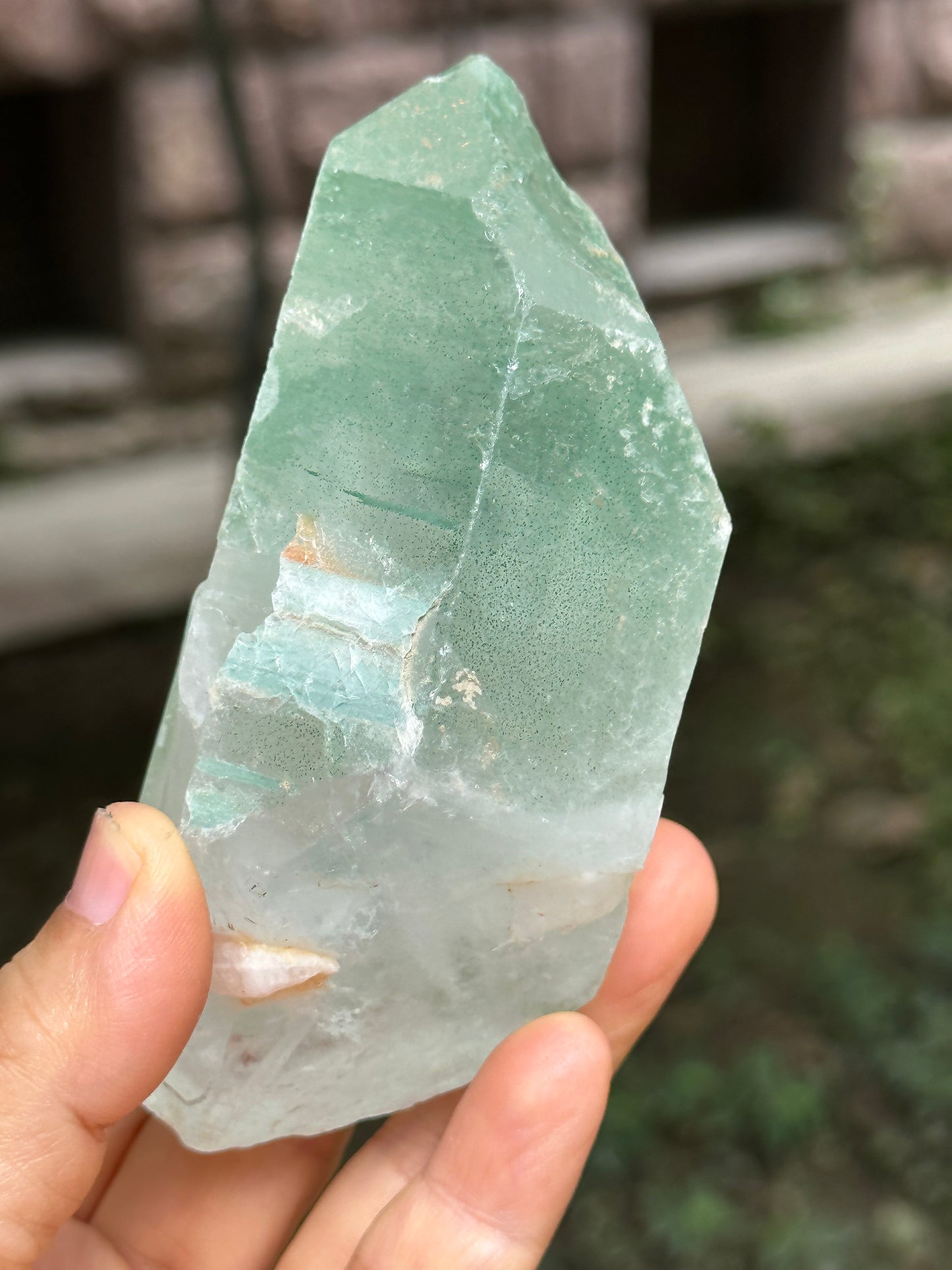 Rare Double Terminated Green Fuchsite Phantom Quartz Raw Crystal/Included Garden Crystal/Scenic Quartz/Lodalite/Epidote Specimen-331 g