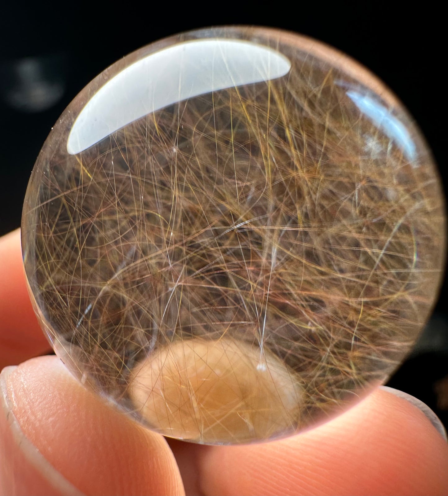 1.1” Natural 100%  Clear Shining Golden Rutile Crystal Sphere/Rutilated Healing and Meditation quartz ball/Special gift/love 28 mm 33 g