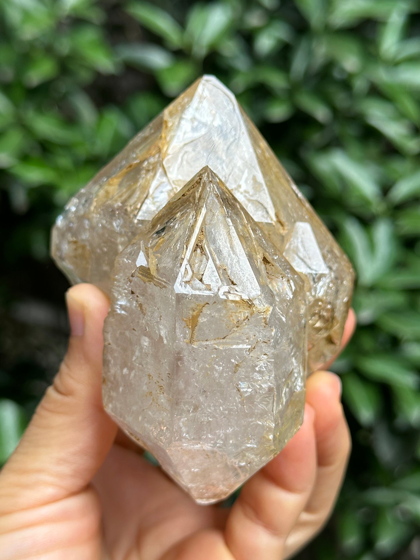 Rare Tantric Twins Double Terminated Fenster Skeletal Quartz Large Herkimer Diamond Crystal/Himalayan Energy Quartz Crystal-99*88*64 mm 490g