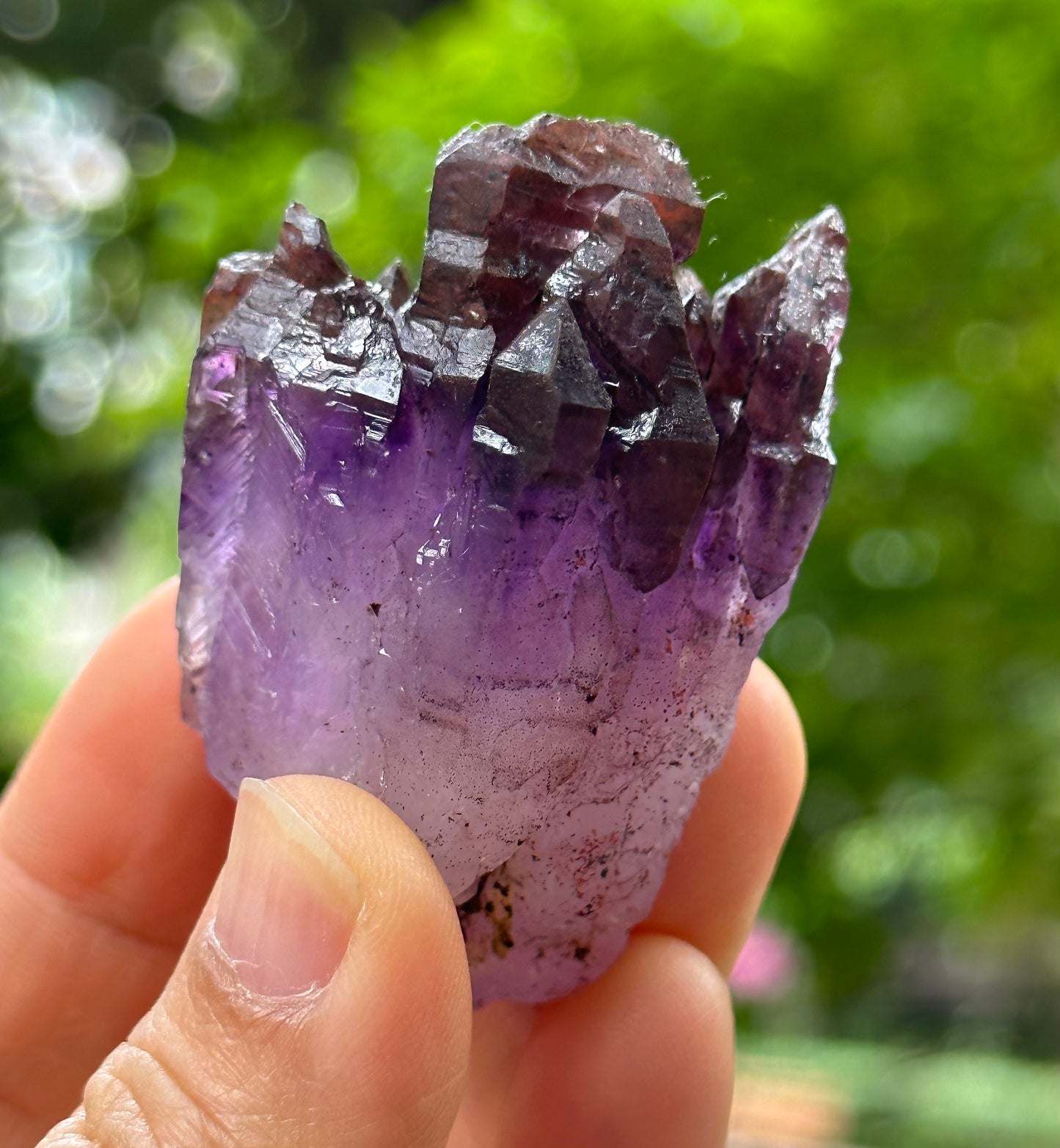 Rare Castle Super 7 Amethyst Quartz Scepter Crystal Cluster Point/Red Lepidocrocite Inclusion Mica Harlequin-crystal healing-54*38*29 mm 63g