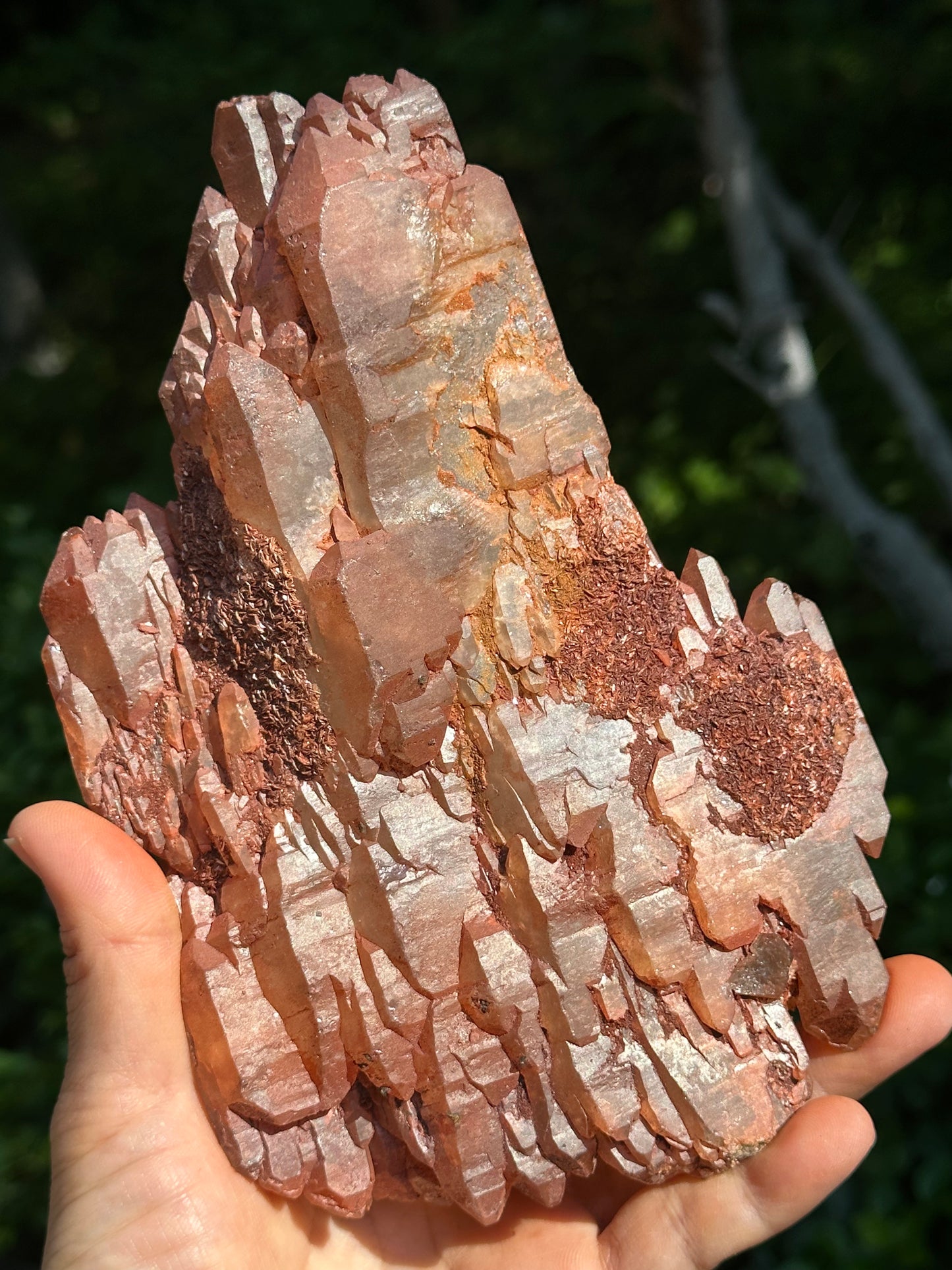 Rare Natural Double Terminated Hematite Elestial Strawberry Quartz Crystal Stone Decor/Old-mined Crystal Cluster/Mineral Specimen Collection/Red-999 g