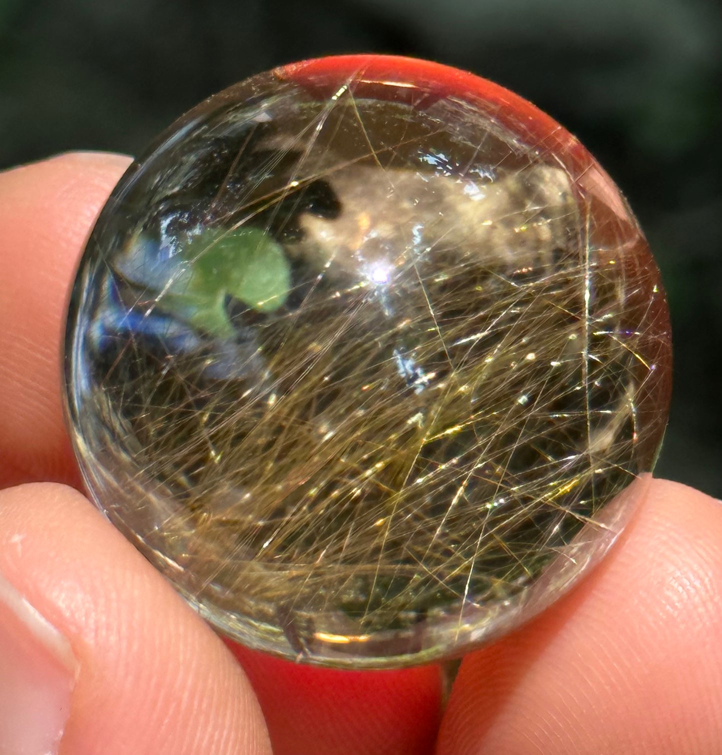 1.06” Natural 100%  Clear Golden Rutile Crystal Sphere/Rutilated Healing and Meditation quartz ball/Special gift/love 27mm 28 g