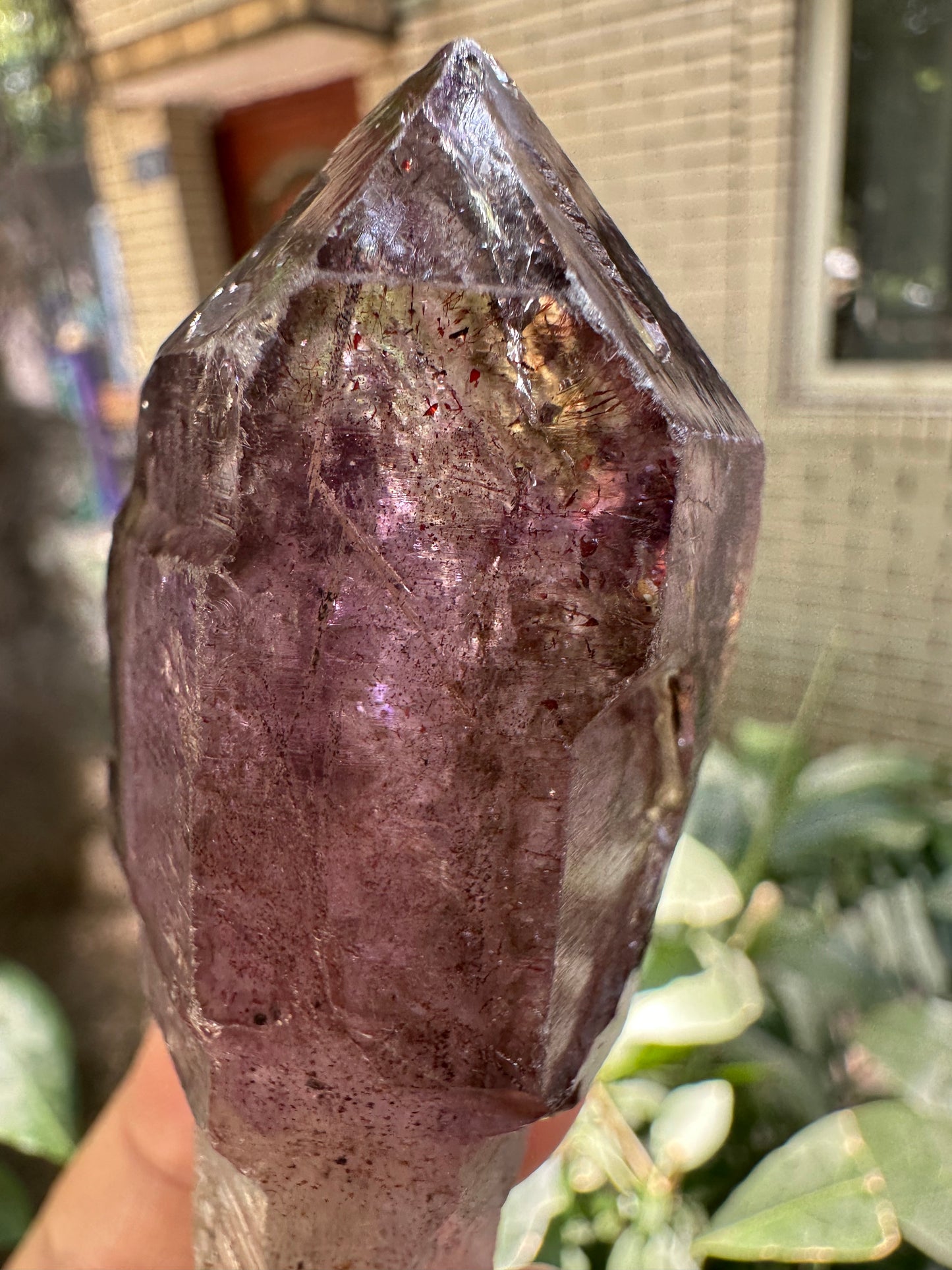 Rare Raw Enhydro Quartz Super 7 Amethyst Scepter Quartz Crystal Point/Specimen/Super energy Healing Crystals/Reiki-87*30*29 mm 101 g