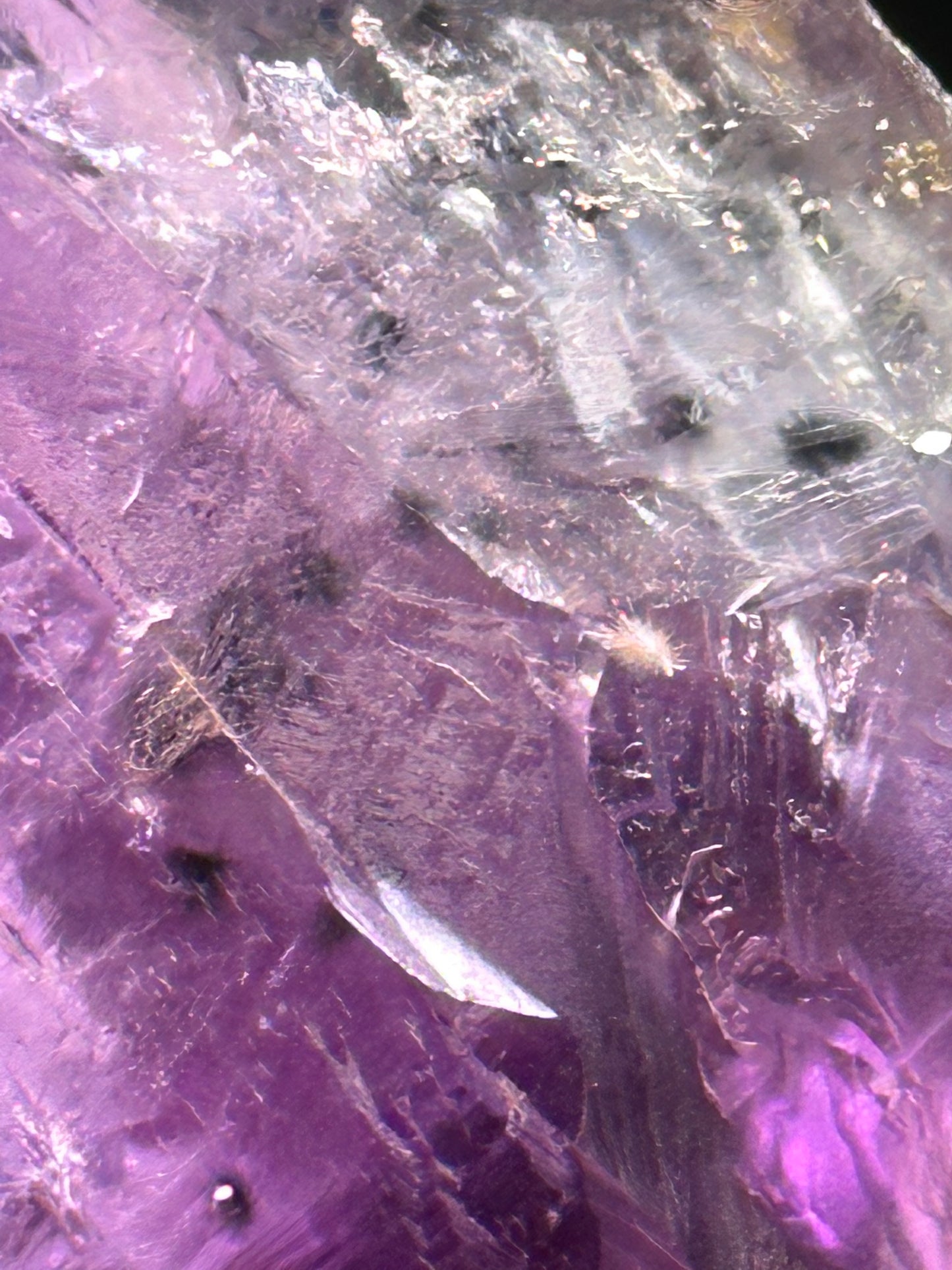 Rare Record-keeper Amethyst Quartz Crystal Cluster with Dumortierte Included