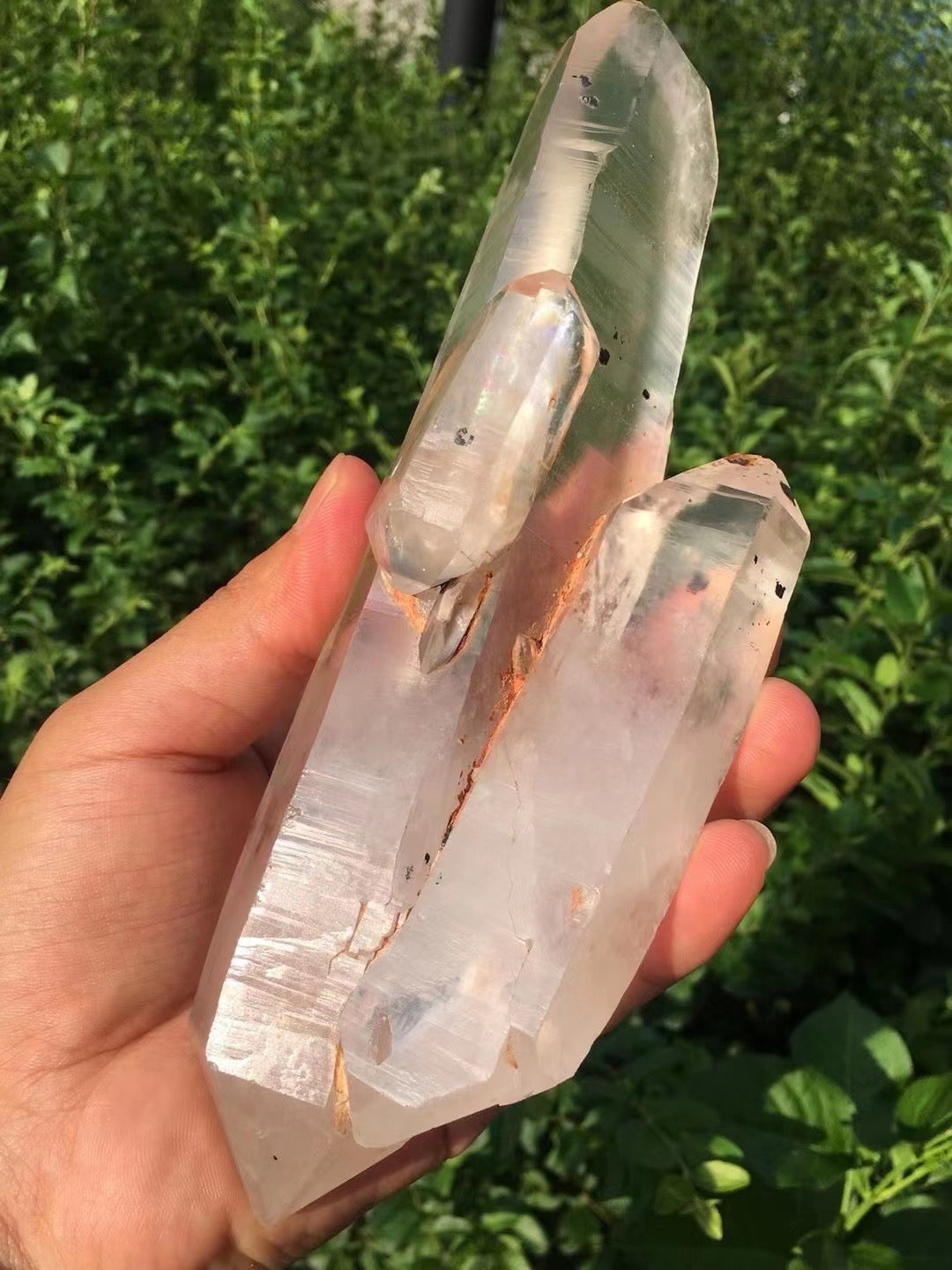 7.87 inches Clear Lemurian Seed Double terminated floating Quartz Crystal Point