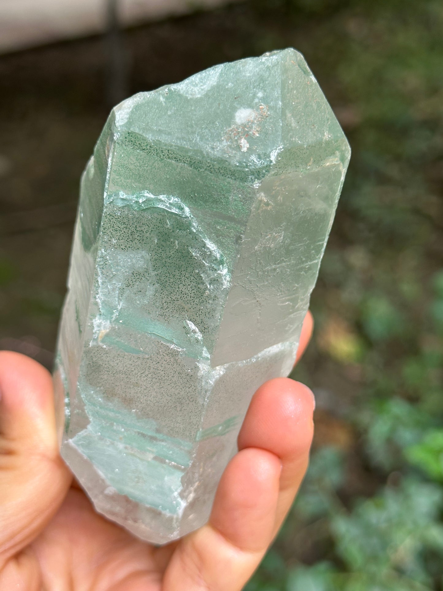 Rare Double Terminated Green Fuchsite Phantom Quartz Raw Crystal/Included Garden Crystal/Scenic Quartz/Lodalite/Epidote Specimen-331 g