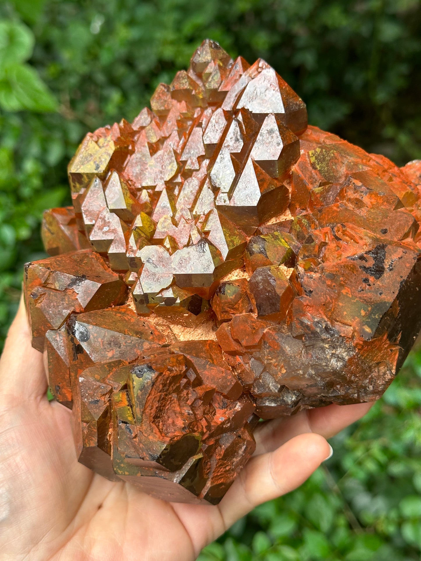 5.1 lbs Rare Tangerine Hematite Crystal Quartz Cluster-Ancient Mineral/Multiple Double Terminated Castle Quartz Elestial Crystal/Display Specimen