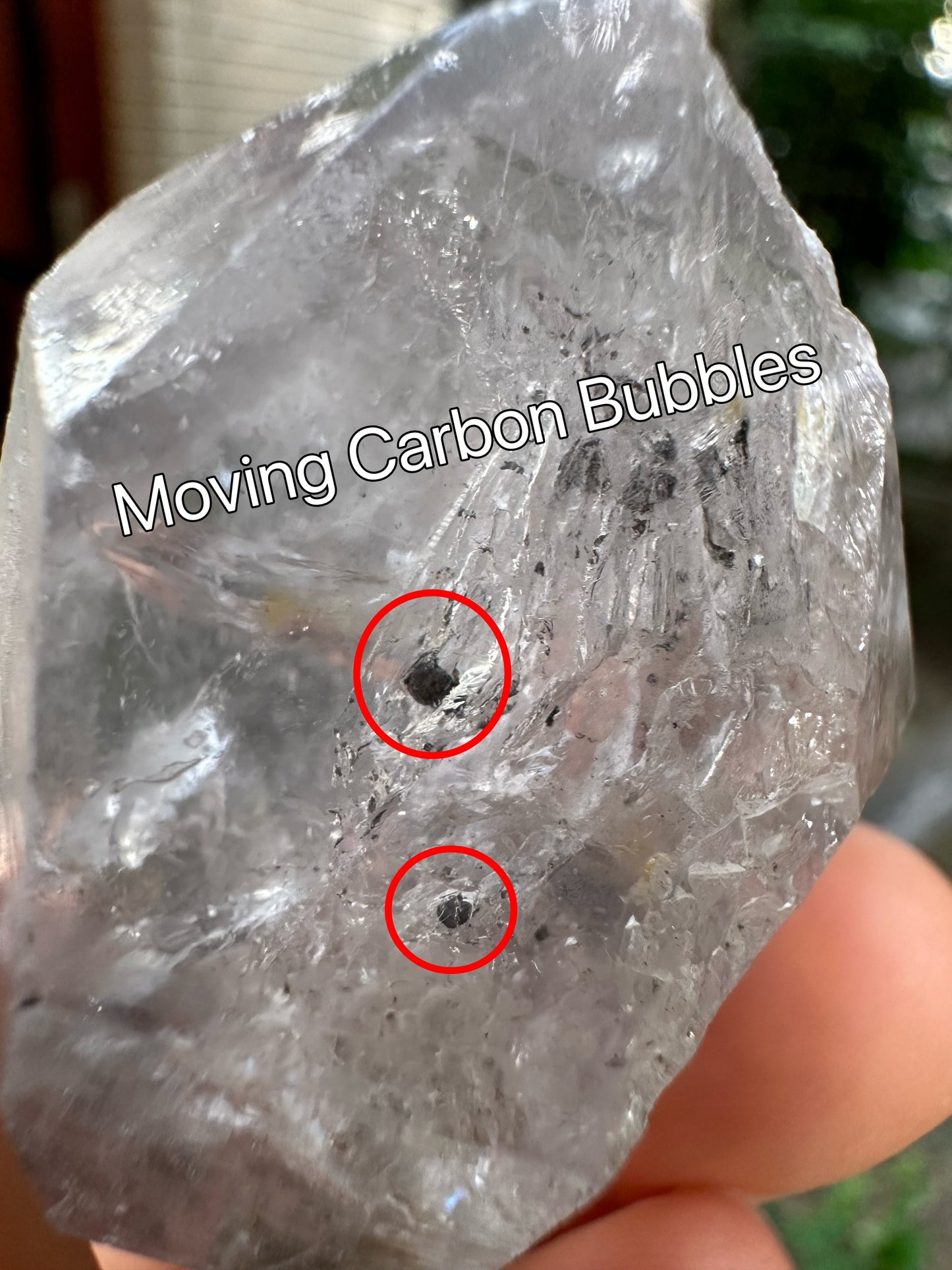 Natural Double Terminated Enhydro Quartz with Multiple Moving Carbon & Bubbles Included in Crystal/Healing Crystal Point/Energy Quartz-41 gSize(mm):43*35*26  mm weight:41 g