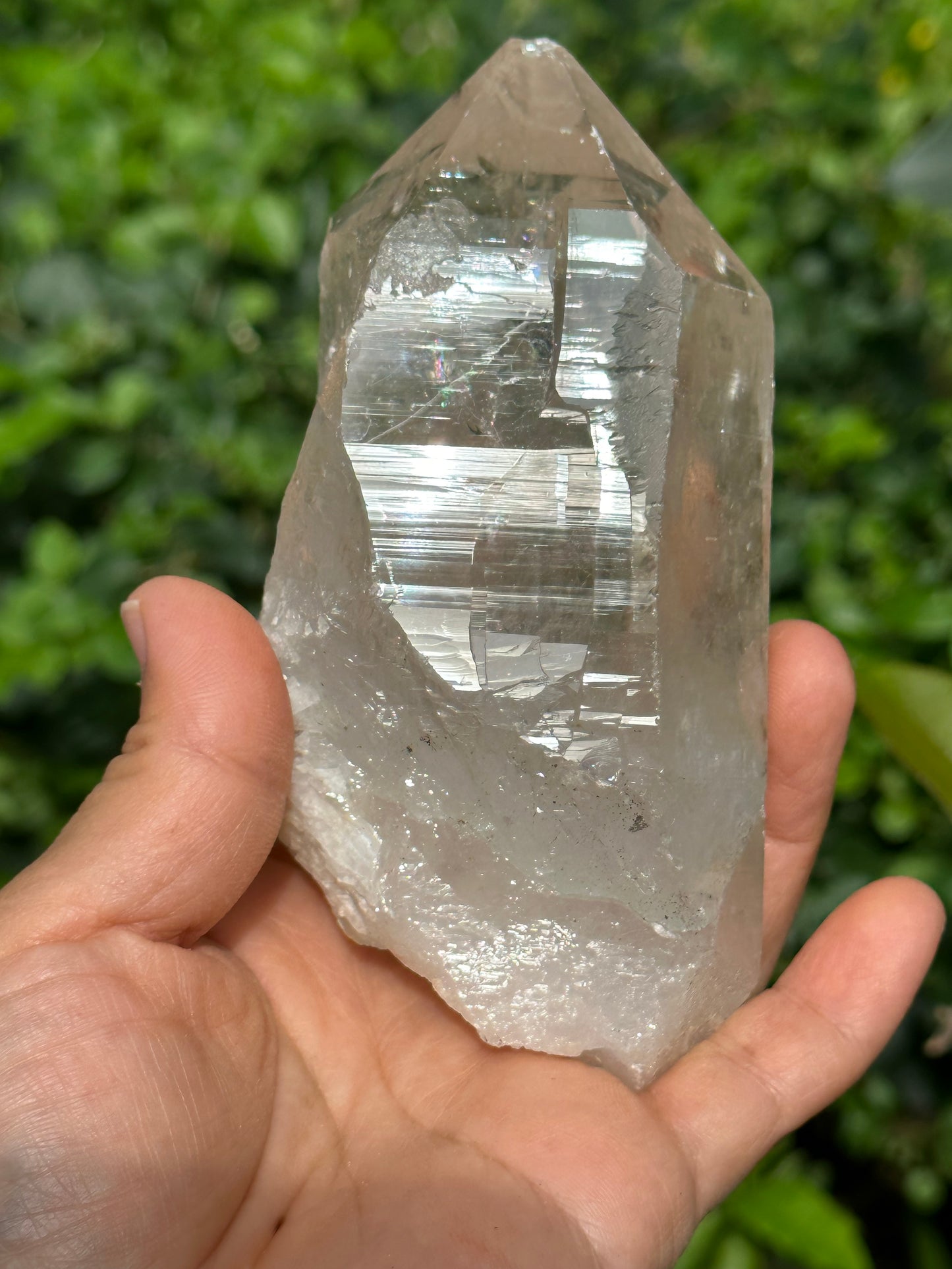 Clear Rainbow Mosaic Quartz Crystal Point