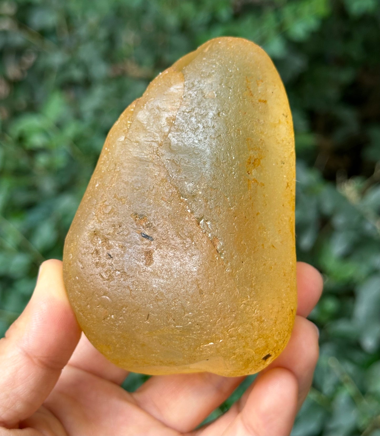 Natural Golden Surface River Tumbled Quartz Crystal Point +Black Tourmaline+Green Phantom /Tangerine Quartz/Yellow Stone/Special gift-380 g