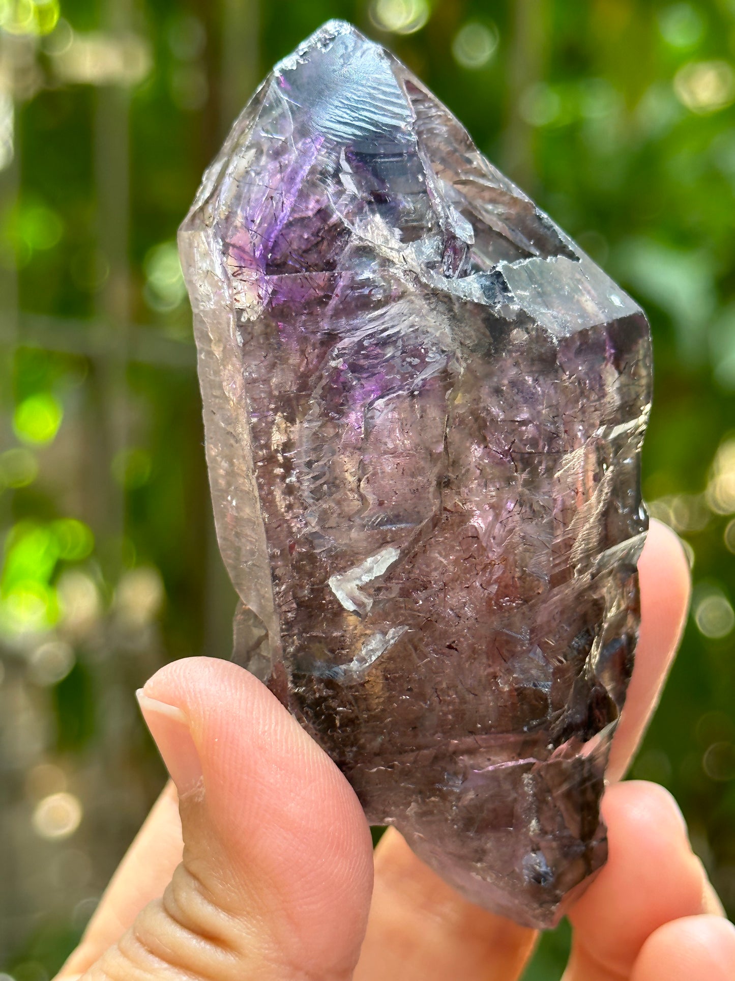 Large Raw Skeletal Fentser Quartz Super 7 Amethyst Quartz Crystal Point/Specimen/Super energy Healing Crystals/Reiki-84*38*30 mm 128 g