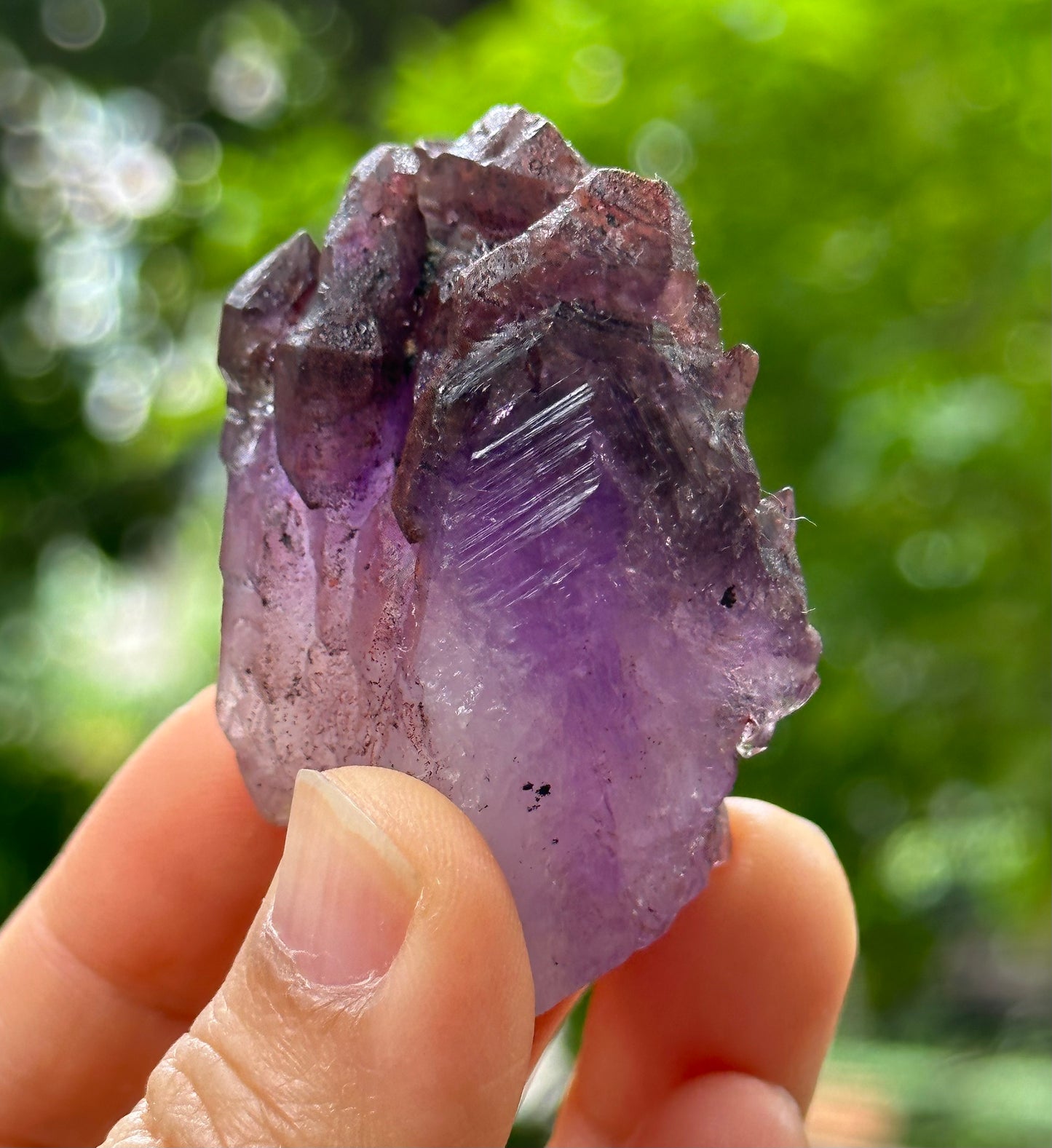 Rare Castle Super 7 Amethyst Quartz Scepter Crystal Cluster Point/Red Lepidocrocite Inclusion Mica Harlequin-crystal healing-54*38*29 mm 63g