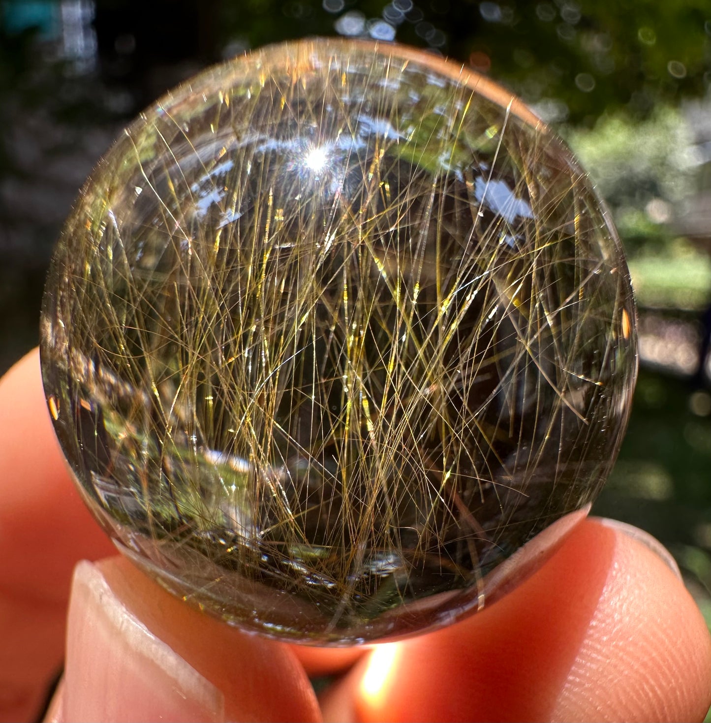 1.06” Natural 100%  Clear Golden Rutile Crystal Sphere/Rutilated Healing and Meditation quartz ball/Special gift/love 27mm 28 g