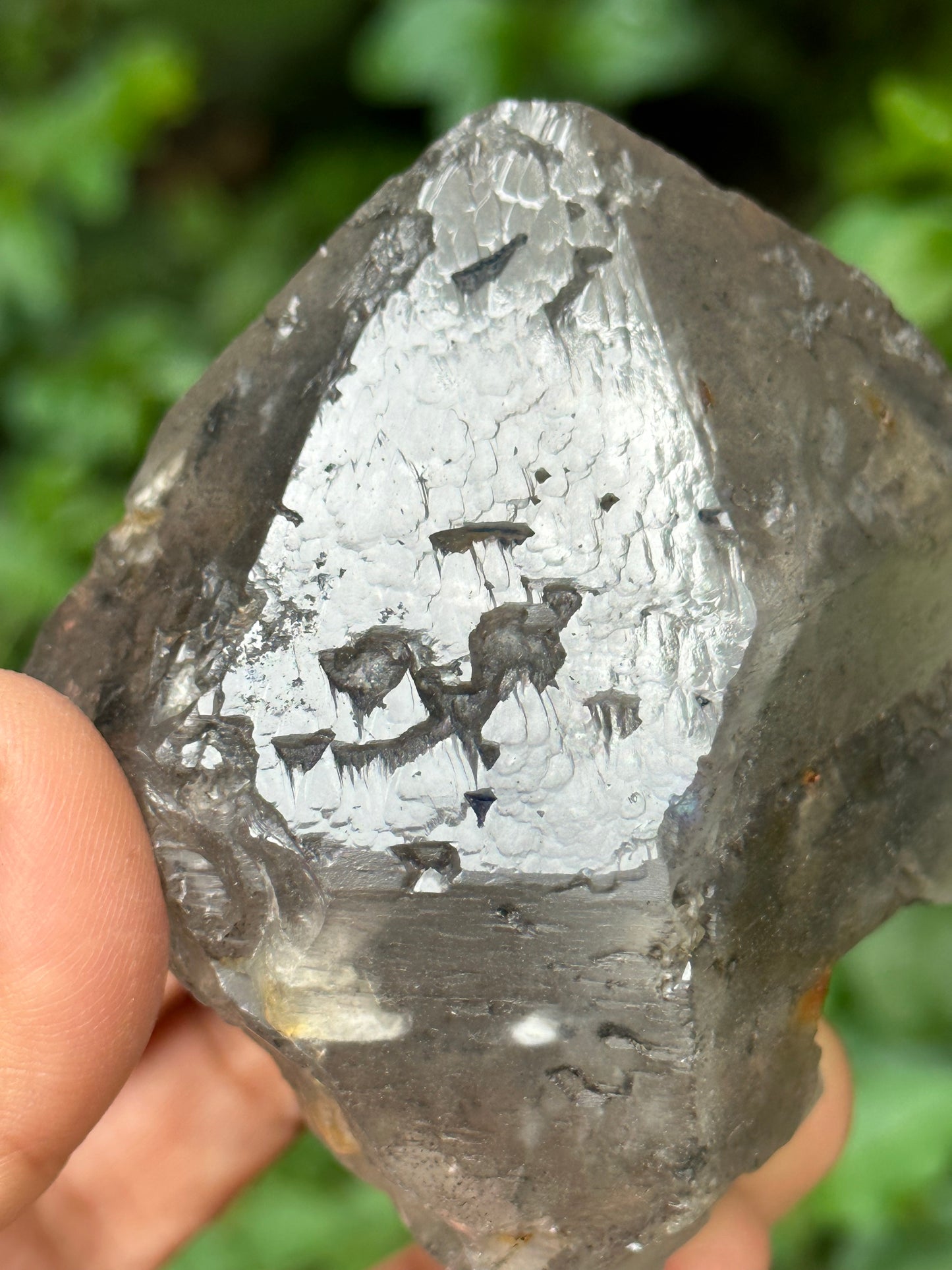 Raw Enhydro Quartz Record-keeper Quartz Nirvana Skeletal Crystal Point with Moving Water Bubble Included/Yungui Quartz-77*67*59 mm 270g