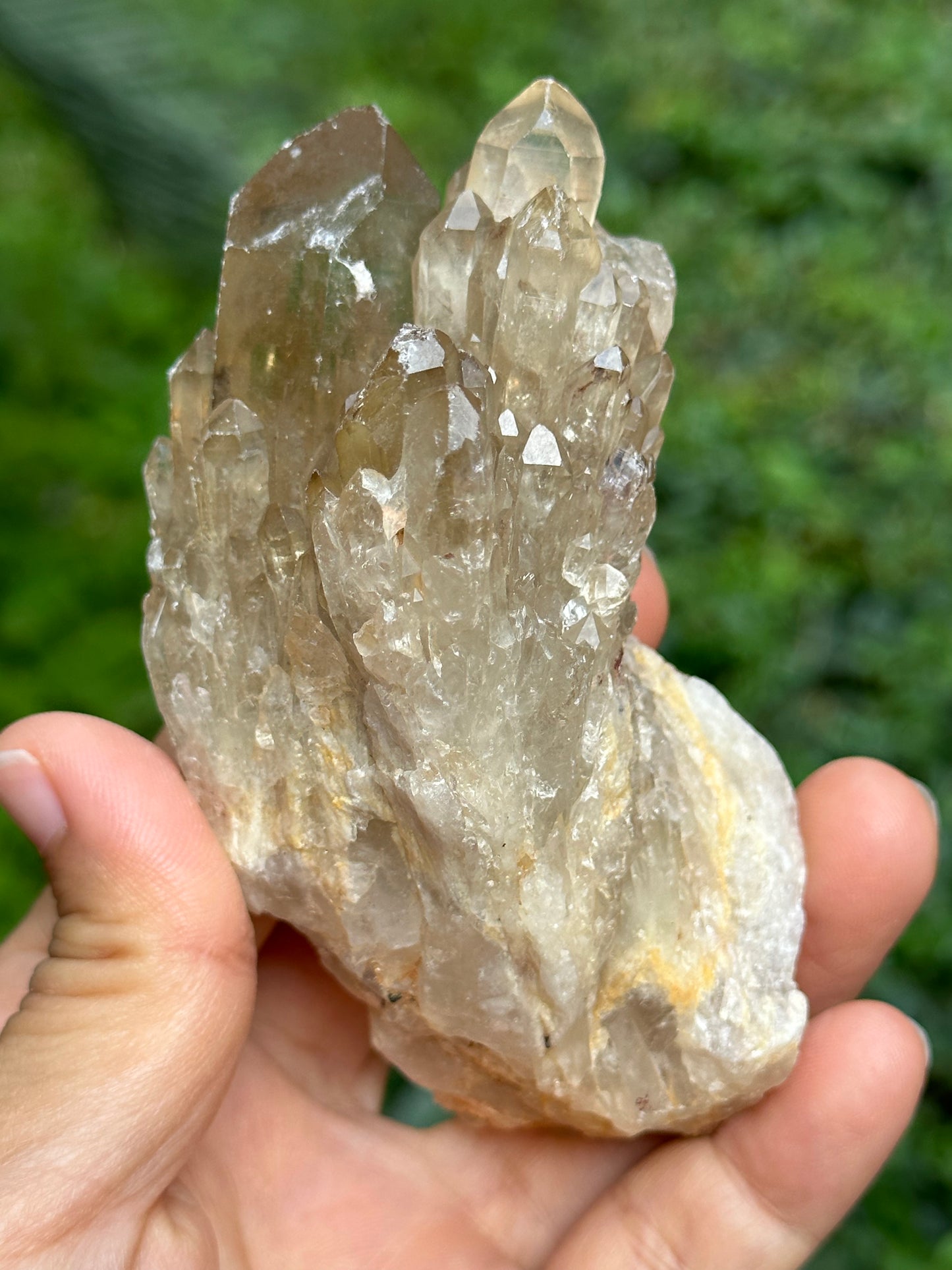 Natural Rainbow Castle Citrine  Quartz Crystal Cluster Point/Citrine Abundance Crystal Tower/Soulmate Twin Quartz Crystal-98*43*45 mm 215 g