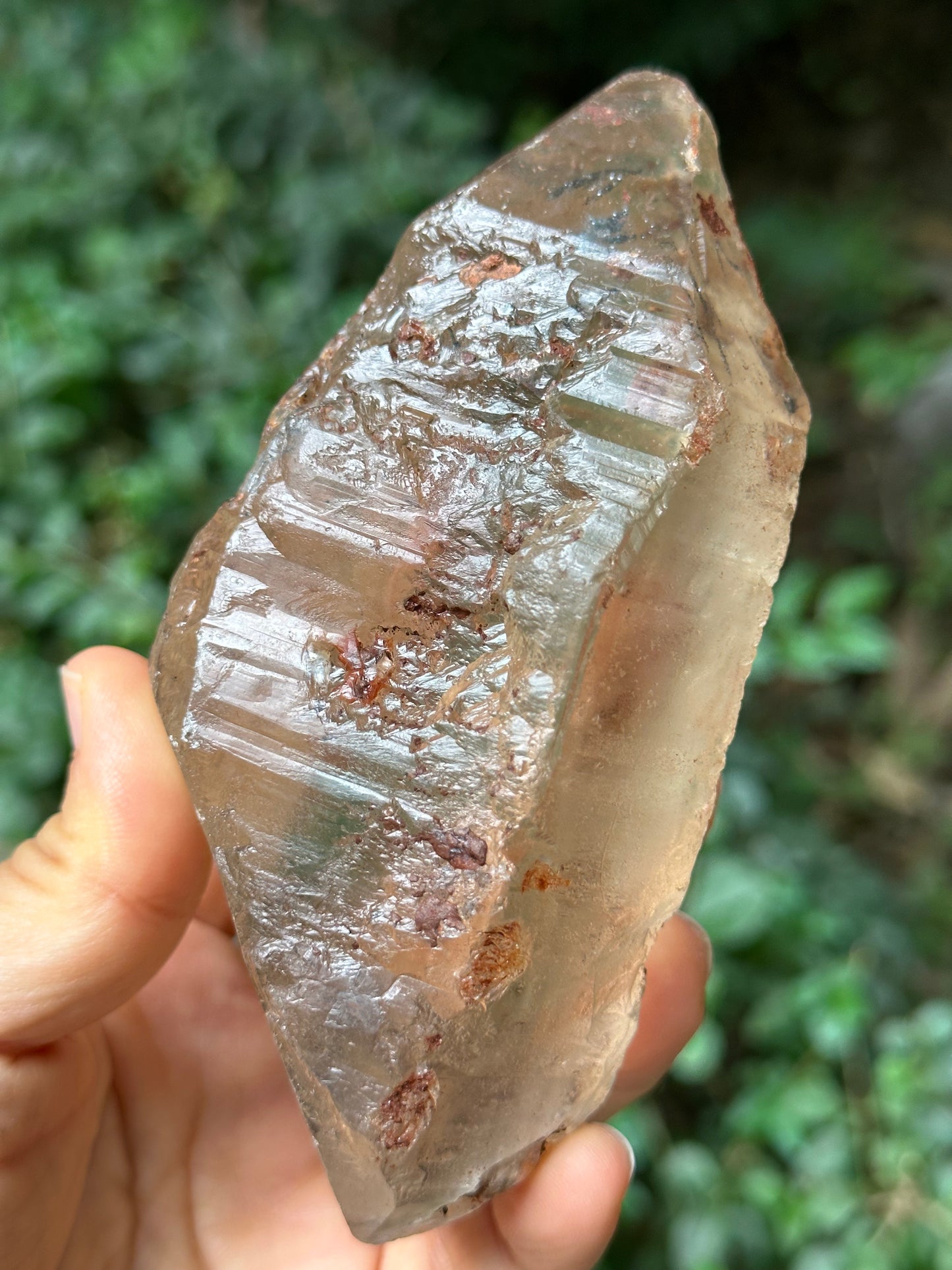 Rare Double Terminated Himalayan Nirvana Quartz Crystal/Ice Clear Rainbow Quartz Point/Self-healed Quartz from Tibet-122*58*50 mm 422 g