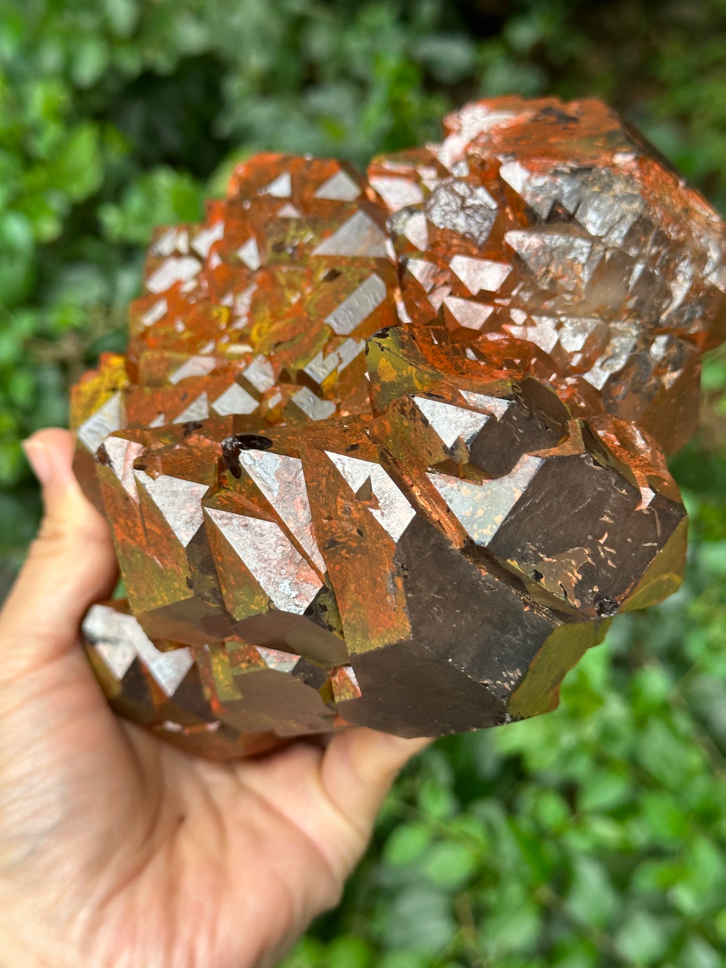 5.1 lbs Rare Tangerine Hematite Crystal Quartz Cluster-Ancient Mineral/Multiple Double Terminated Castle Quartz Elestial Crystal/Display Specimen