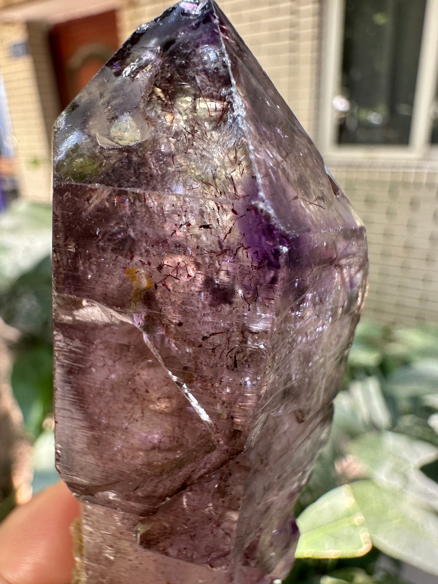 Rare Raw Enhydro Quartz Super 7 Amethyst Scepter Quartz Crystal Point/Specimen/Super energy Healing Crystals/Reiki-87*30*29 mm 101 g