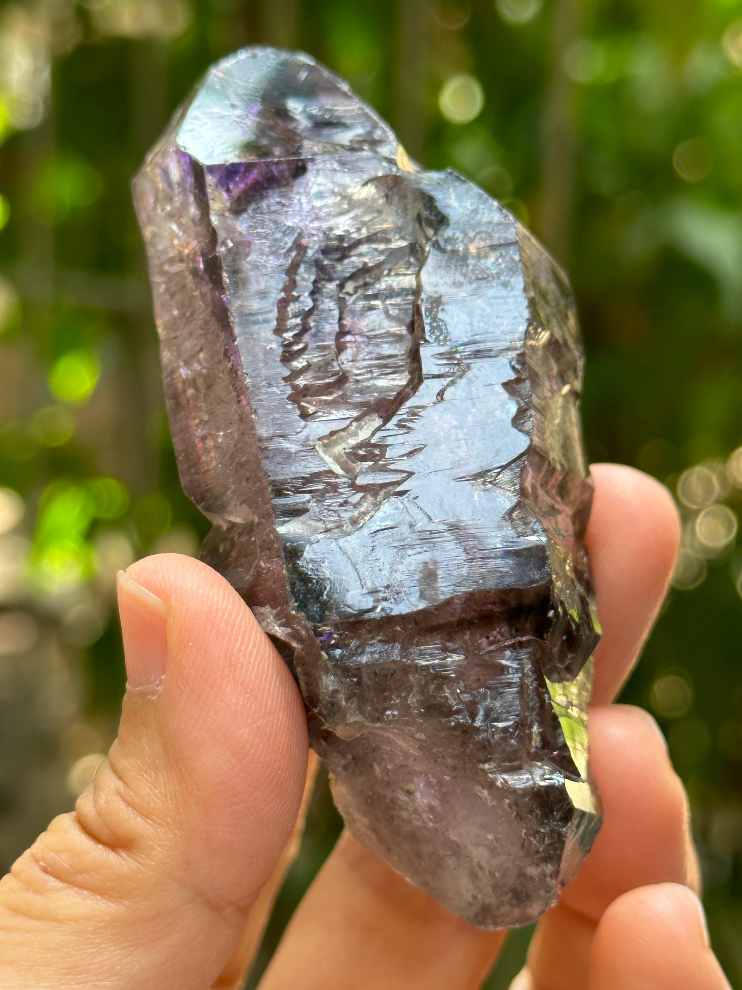 Large Raw Skeletal Fentser Quartz Super 7 Amethyst Quartz Crystal Point/Specimen/Super energy Healing Crystals/Reiki-84*38*30 mm 128 g