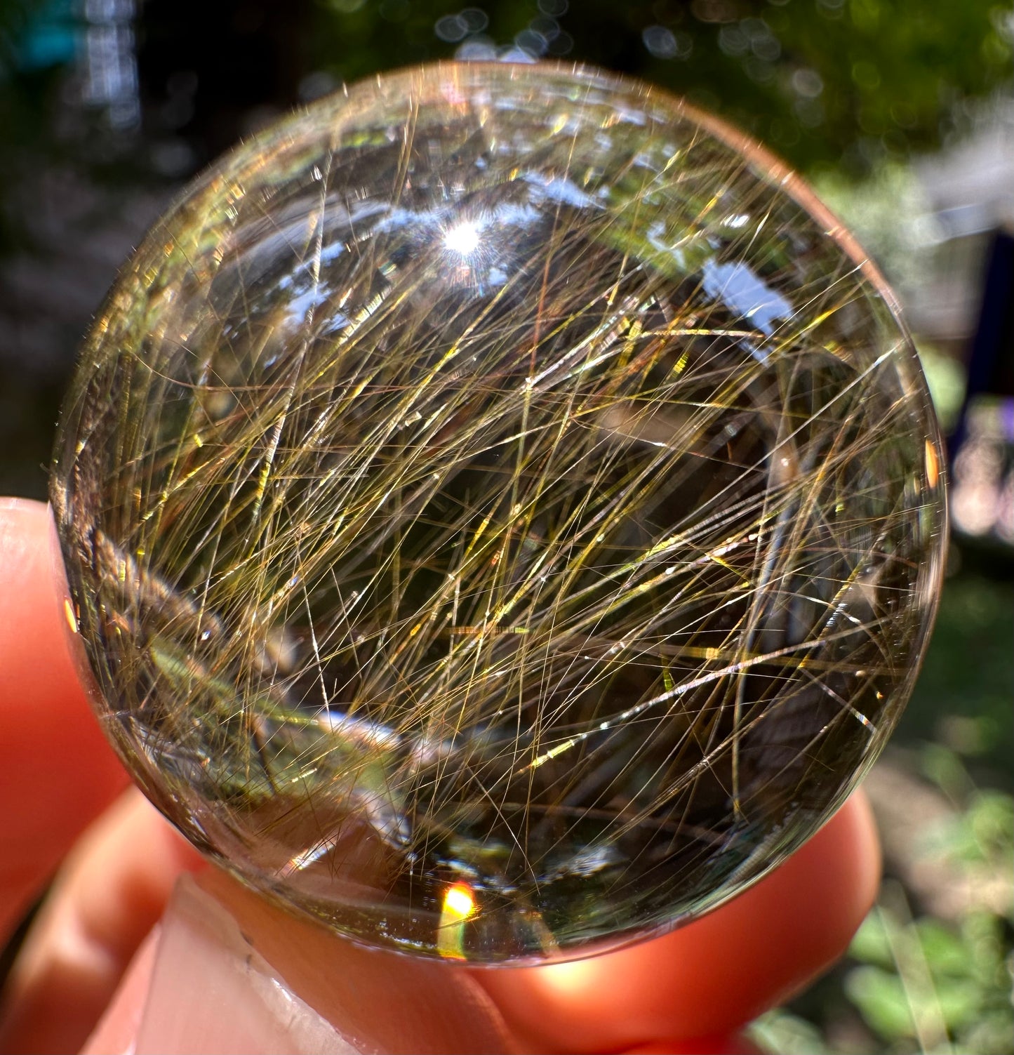 1.06” Natural 100%  Clear Golden Rutile Crystal Sphere/Rutilated Healing and Meditation quartz ball/Special gift/love 27mm 28 g