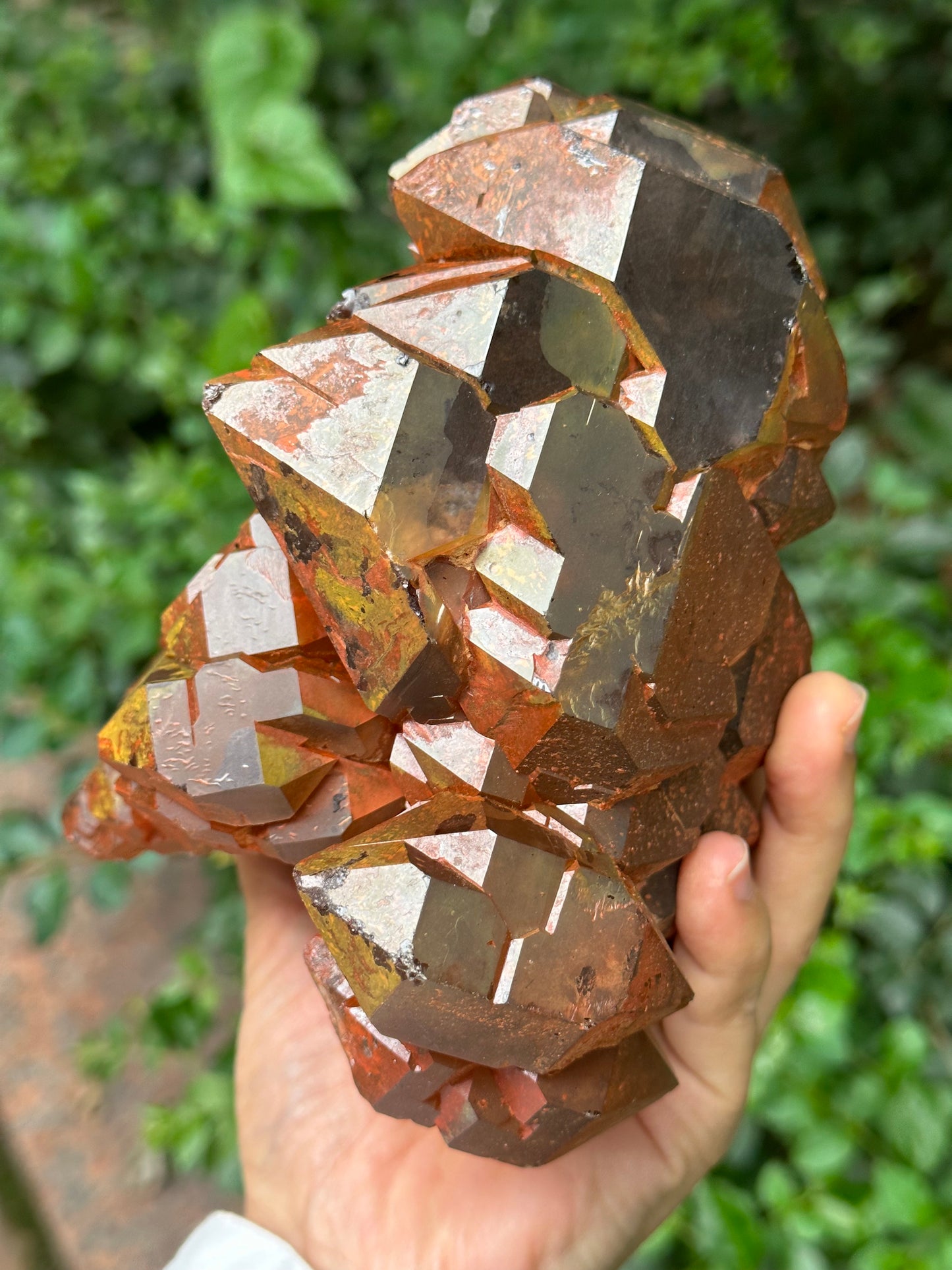 5.1 lbs Rare Tangerine Hematite Crystal Quartz Cluster-Ancient Mineral/Multiple Double Terminated Castle Quartz Elestial Crystal/Display Specimen