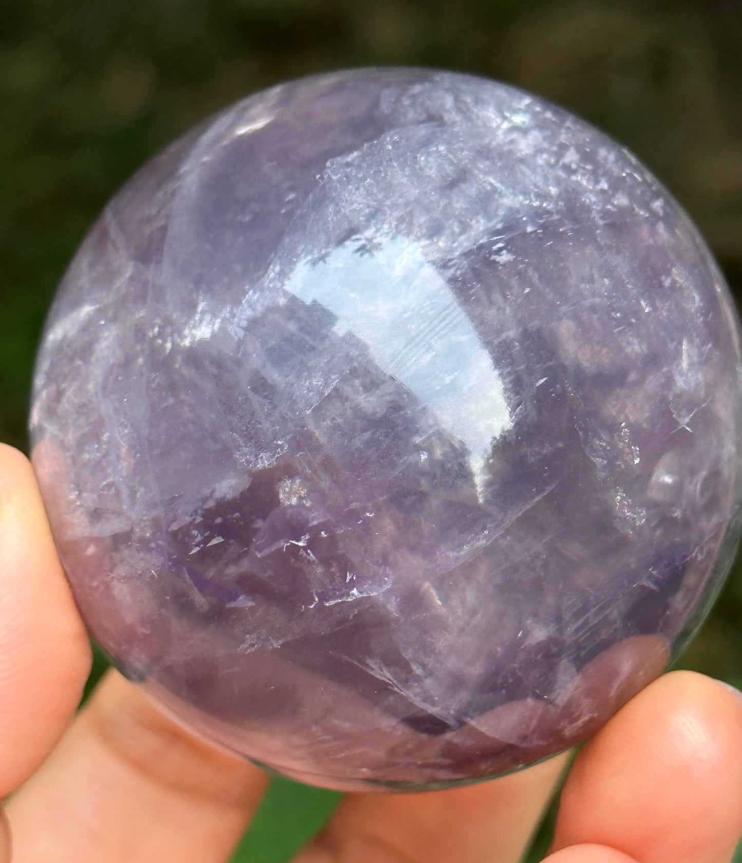 2.24" Purple Tats Fluorite Crystal Quartz Sphere with Rainbow Triangular Mica included/Yellow Fluorite Ball/Healing Stone/Reiki/Chakra/Zen