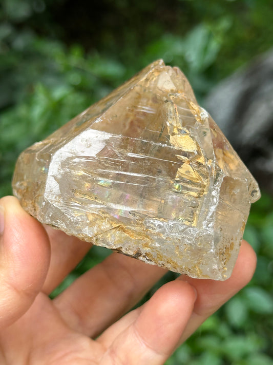 Large Clear Himalayan Skeletal Fenster Quartz with opening windows Crystal Point with golden soil-Himalayas crystal/Energy Quartz-310 g