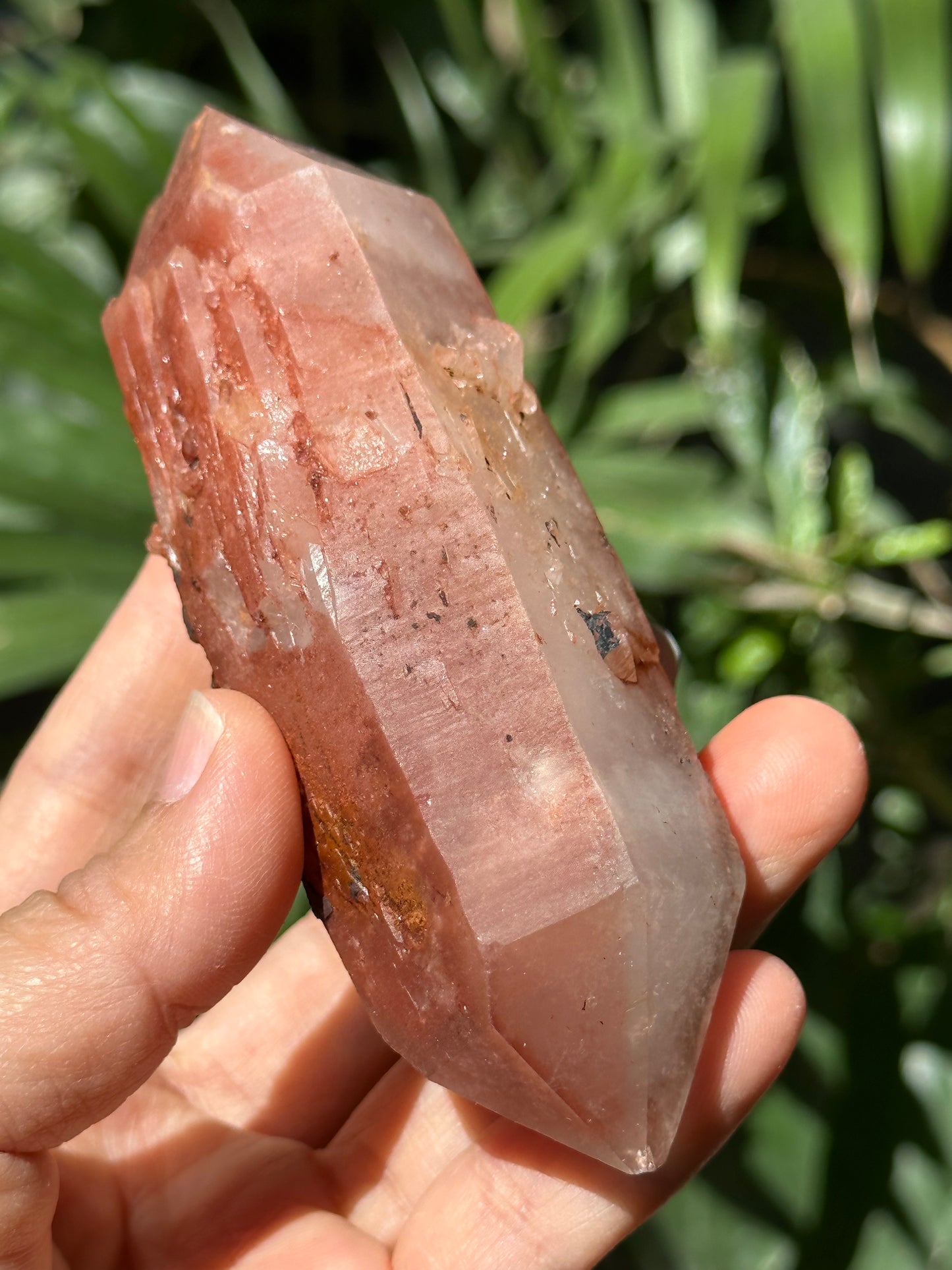 Natural Double Terminated Tantric Twins Red Surface Quartz Crystal Point,Hematite Quartz,Tangerine Crystal,Pyramid Included-107*47*38mm 229g