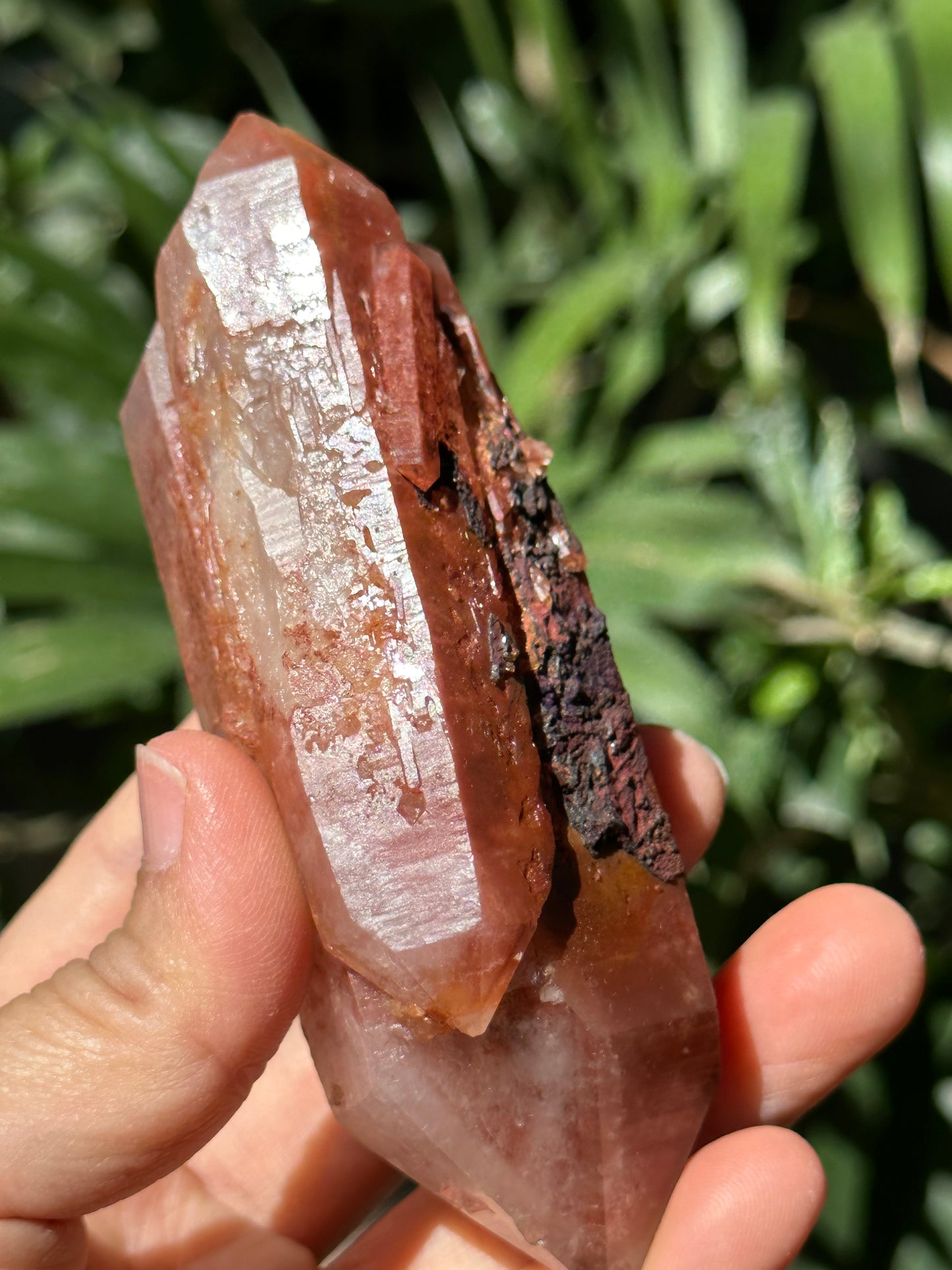 Natural Double Terminated Tantric Twins Red Surface Quartz Crystal Point,Hematite Quartz,Tangerine Crystal,Pyramid Included-107*47*38mm 229g