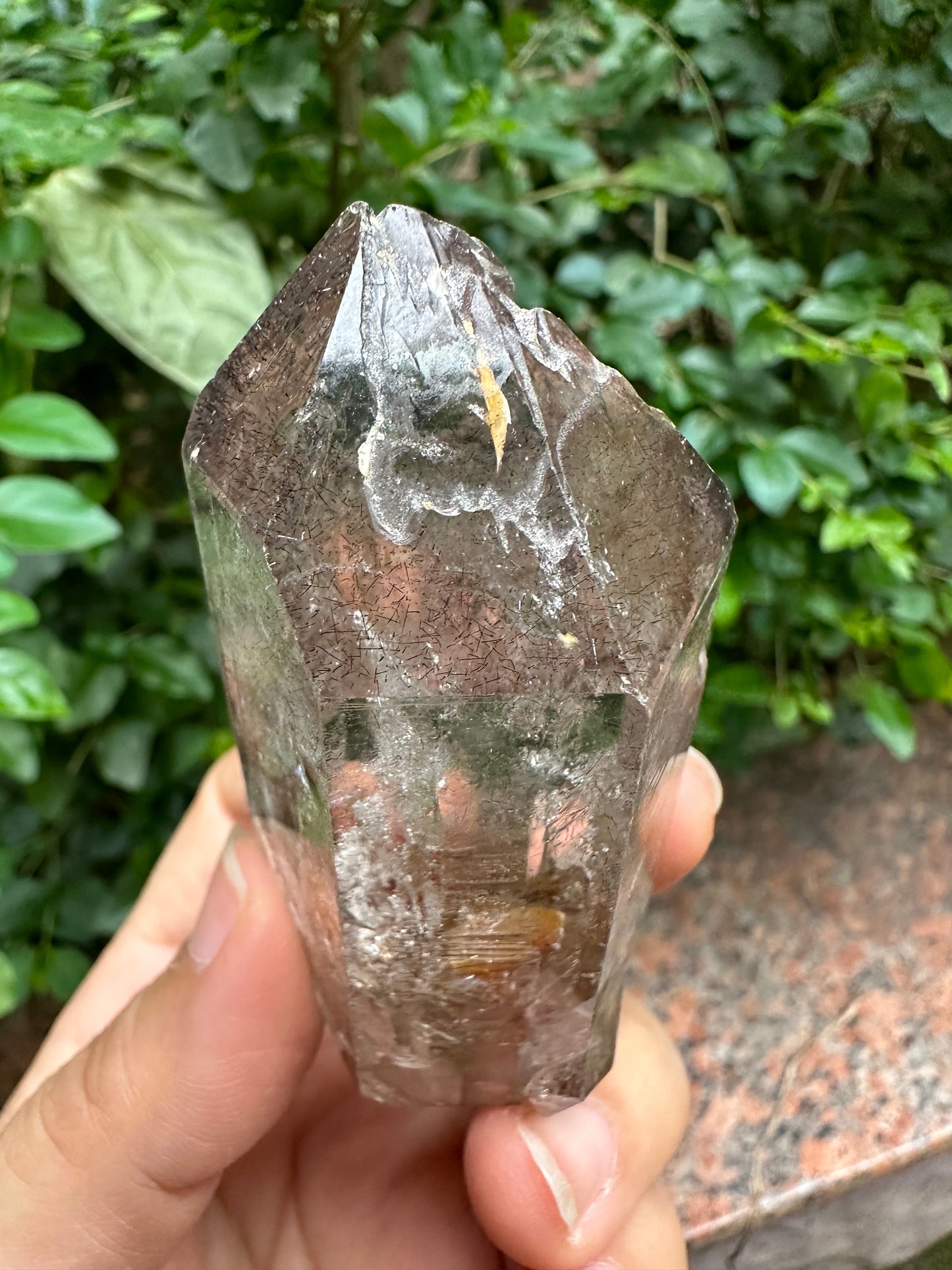 141g Super 7 Skeleton Scepter Amethyst Quartz Crystal Point from Madagascar Super Glass Surface