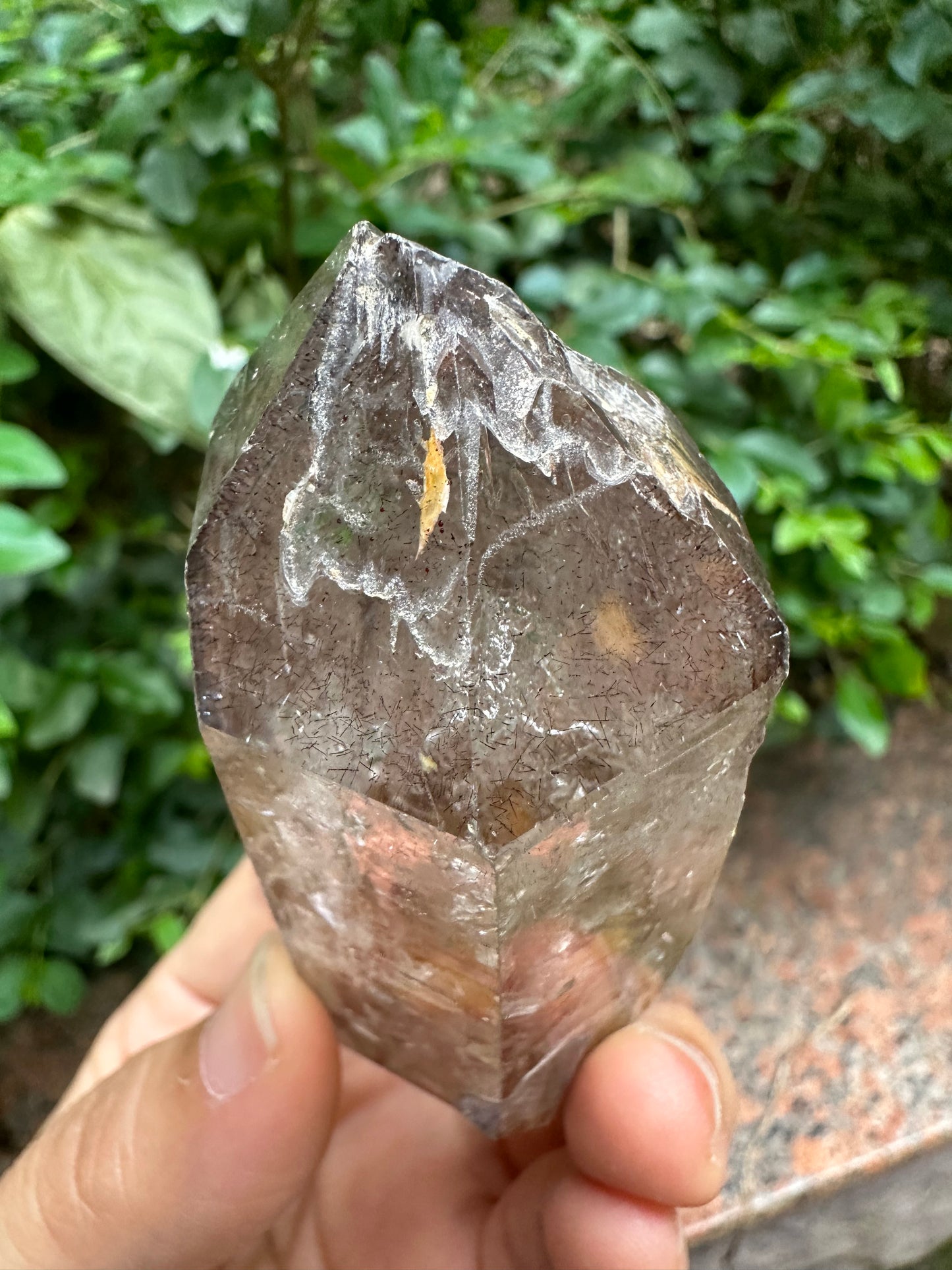 141g Super 7 Skeleton Scepter Amethyst Quartz Crystal Point from Madagascar Super Glass Surface