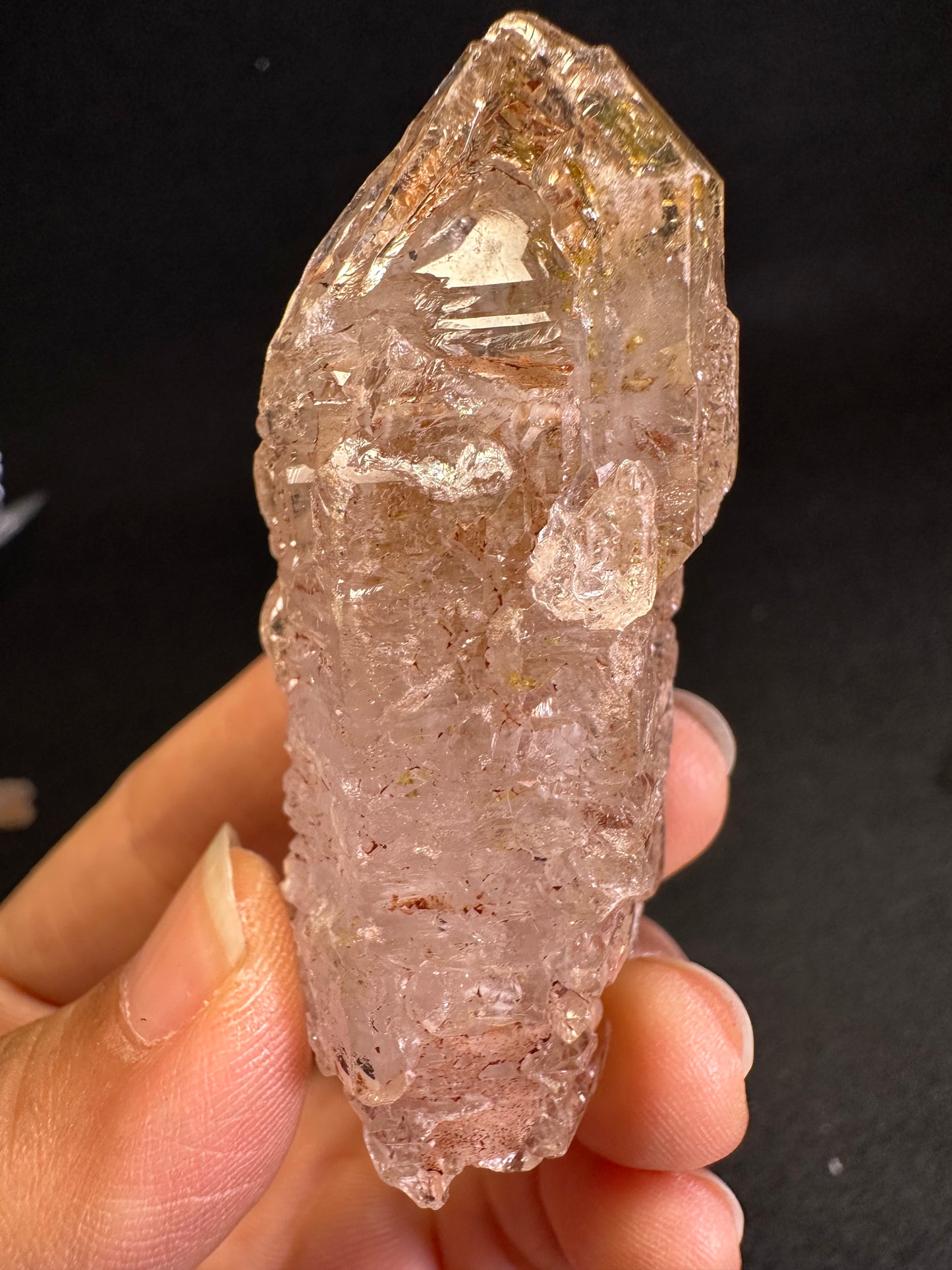 Rare Skeleton Scepter Quartz  Crystal Point with red oil included