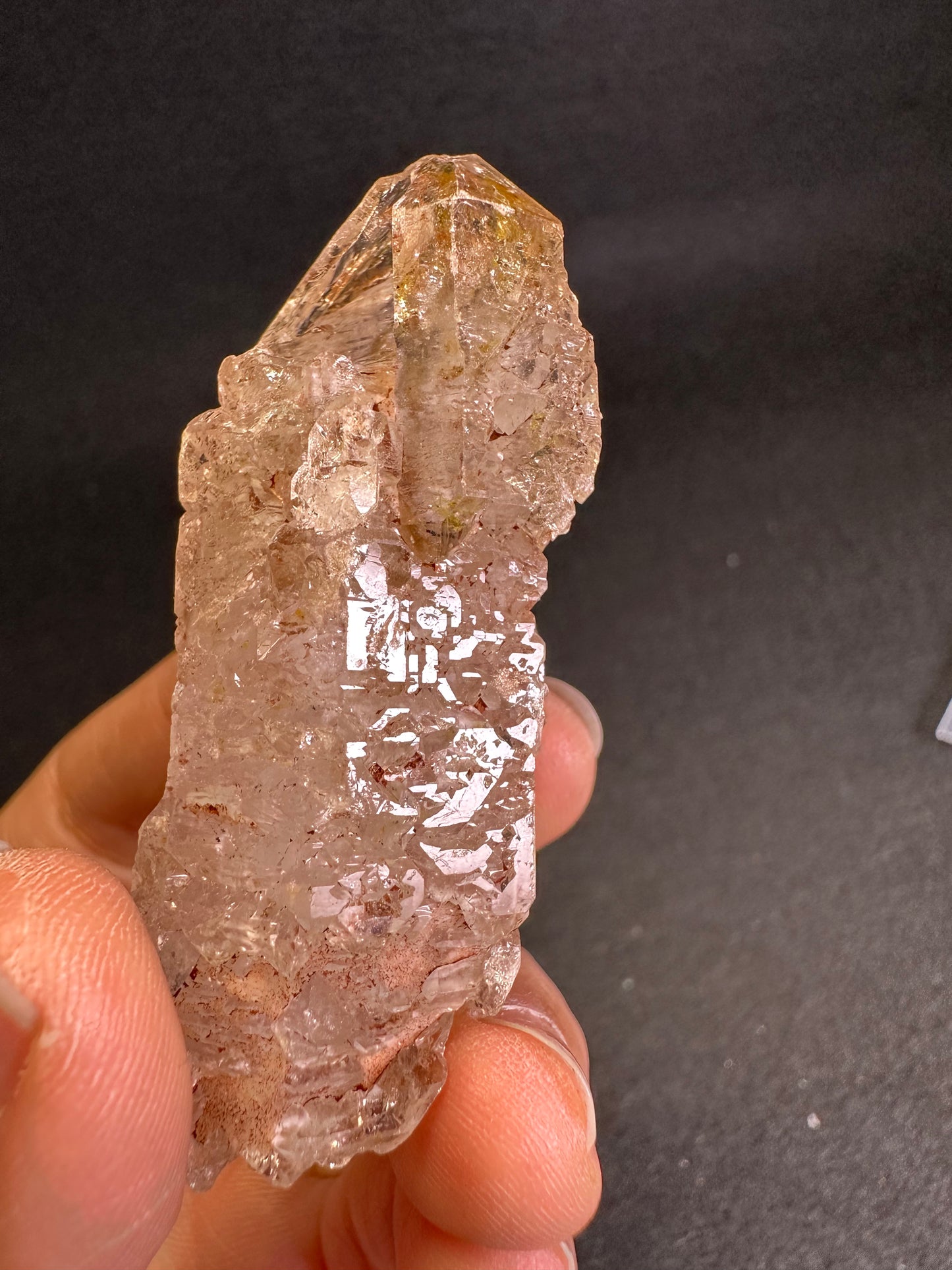 Rare Skeleton Scepter Quartz  Crystal Point with red oil included