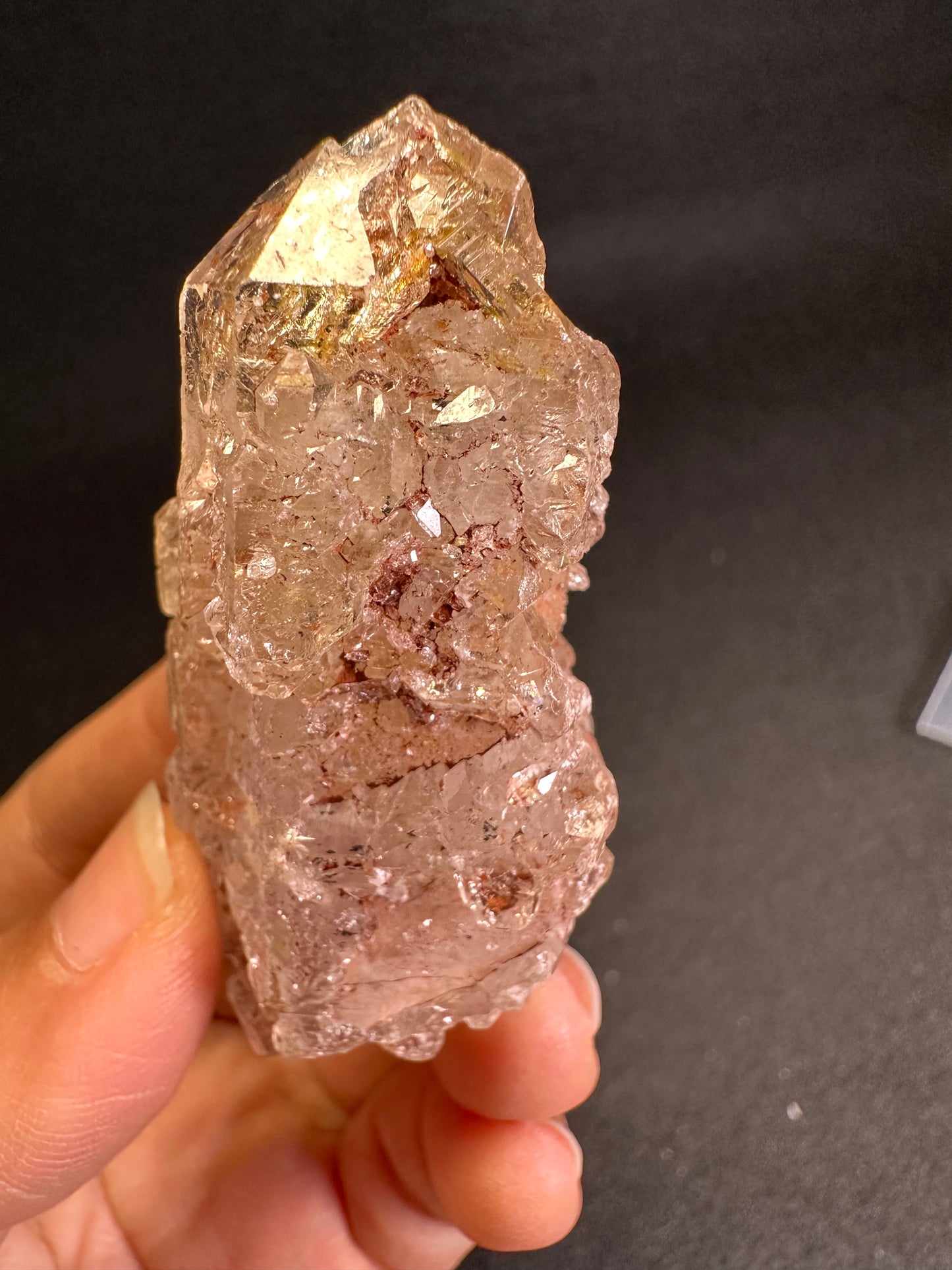 Rare Skeleton Scepter Quartz  Crystal Point with red oil included