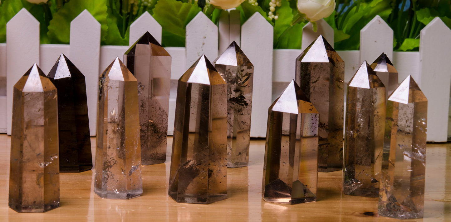 Smoky Quartz Crystal Point Towers