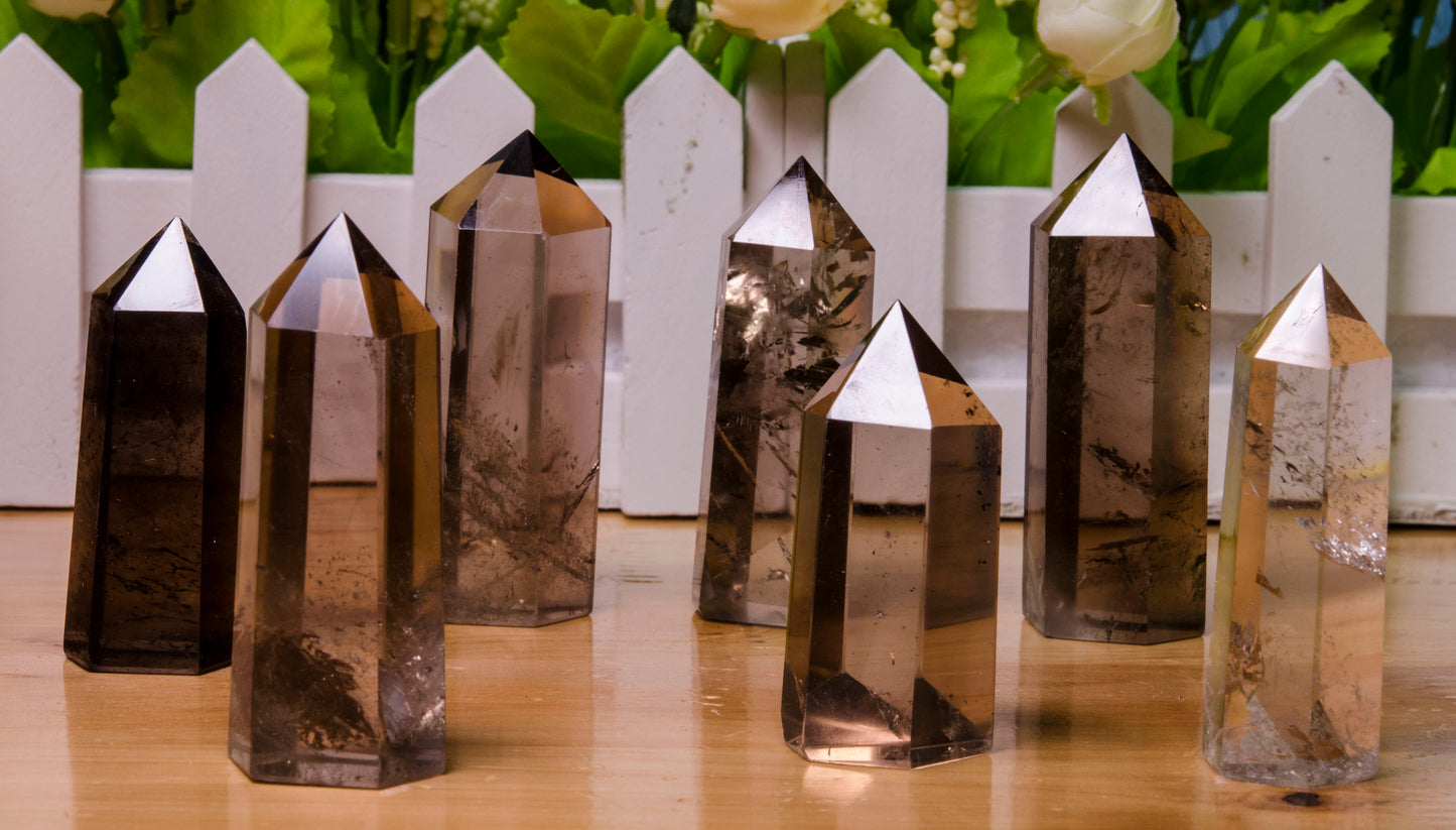 Smoky Quartz Crystal Point Towers