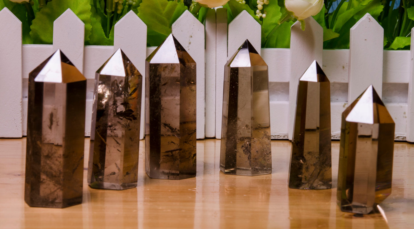 Smoky Quartz Crystal Point Towers