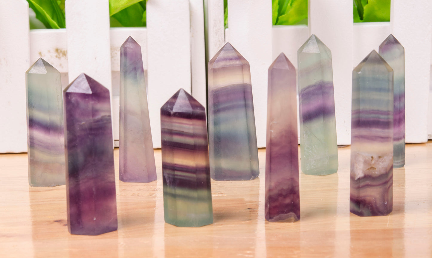 Fluorite Quartz Crystal Point Towers