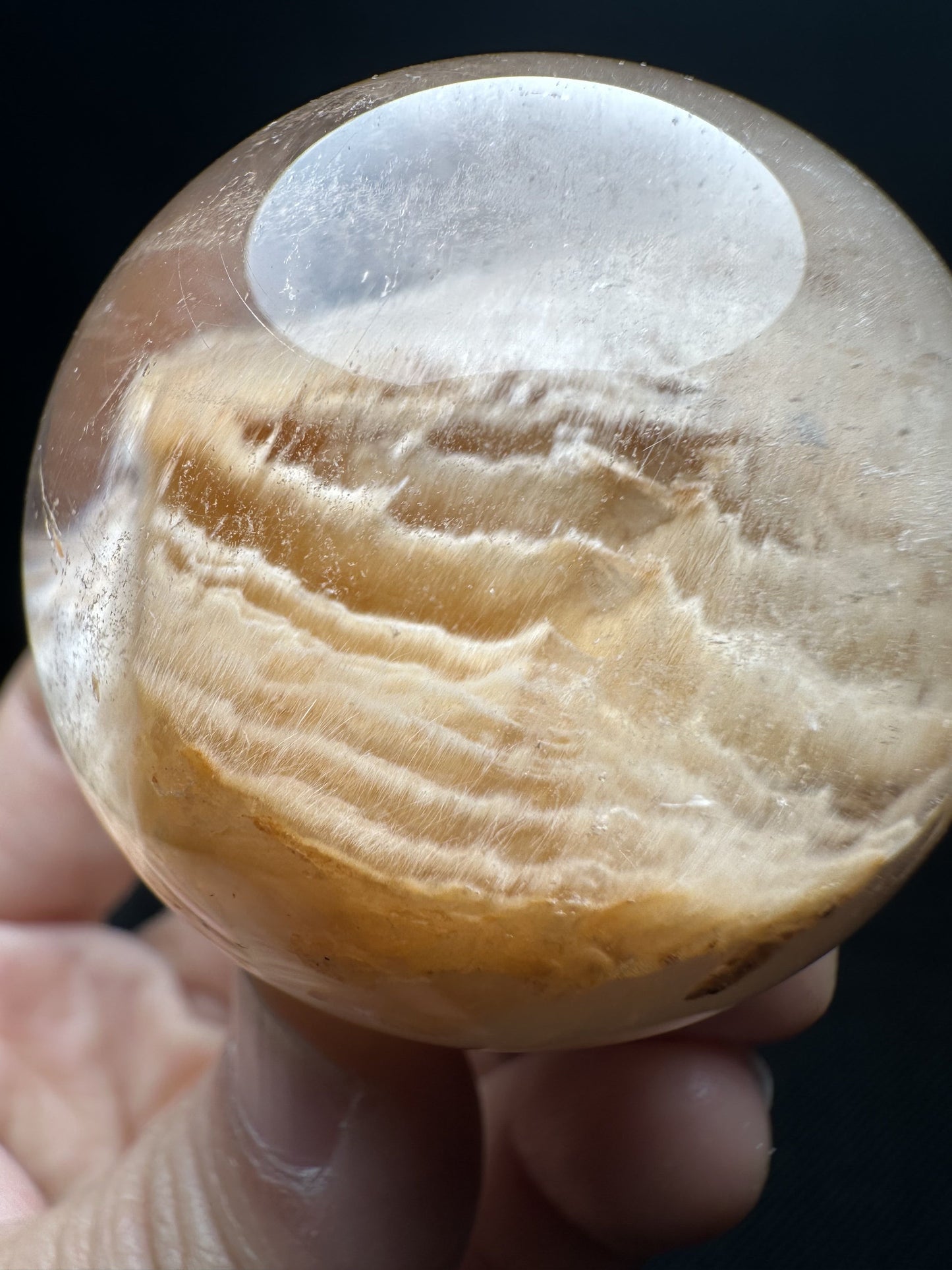 Rare Natural Angle Wings Inside Quartz Sphere/Yellow White Amphibole Quartz Crystal Sphere/White Phantom Quartz Ball/Angel Crystal-46 mm