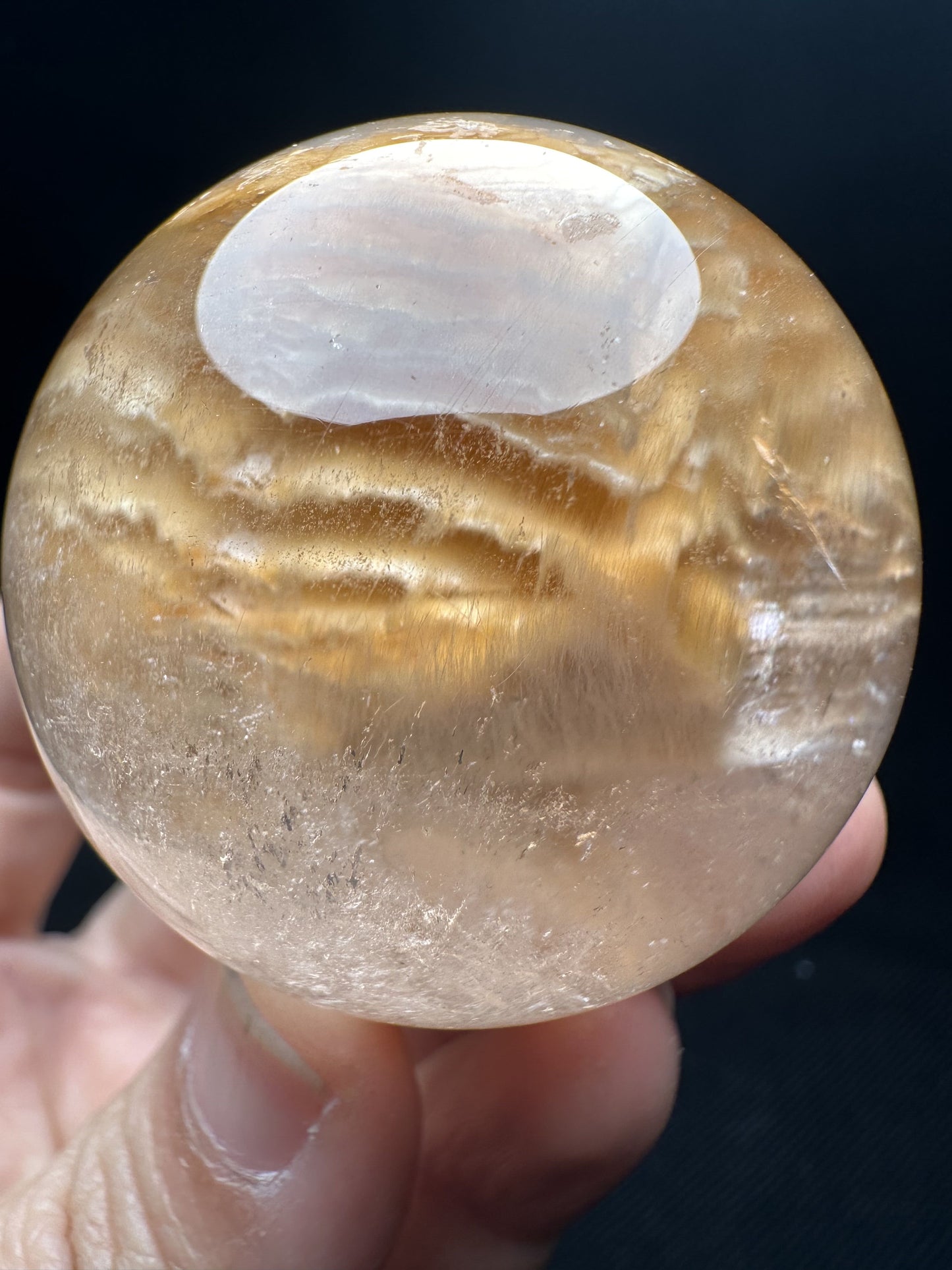 Rare Natural Angle Wings Inside Quartz Sphere/Yellow White Amphibole Quartz Crystal Sphere/White Phantom Quartz Ball/Angel Crystal-46 mm