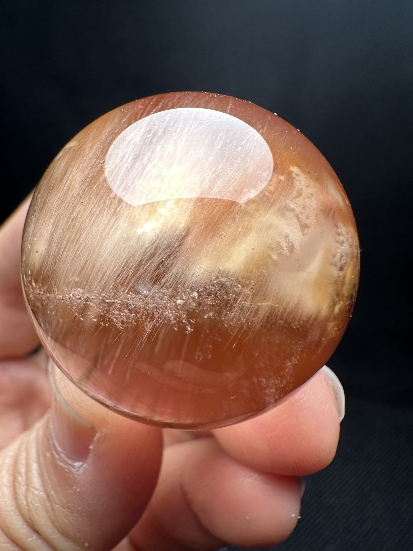 Rare Natural Clear Yellow Red Angle Wings Phantom Quartz Ball/Yellow Amphibole Included Quartz sphere/Rooster Tail Quartz-33mm