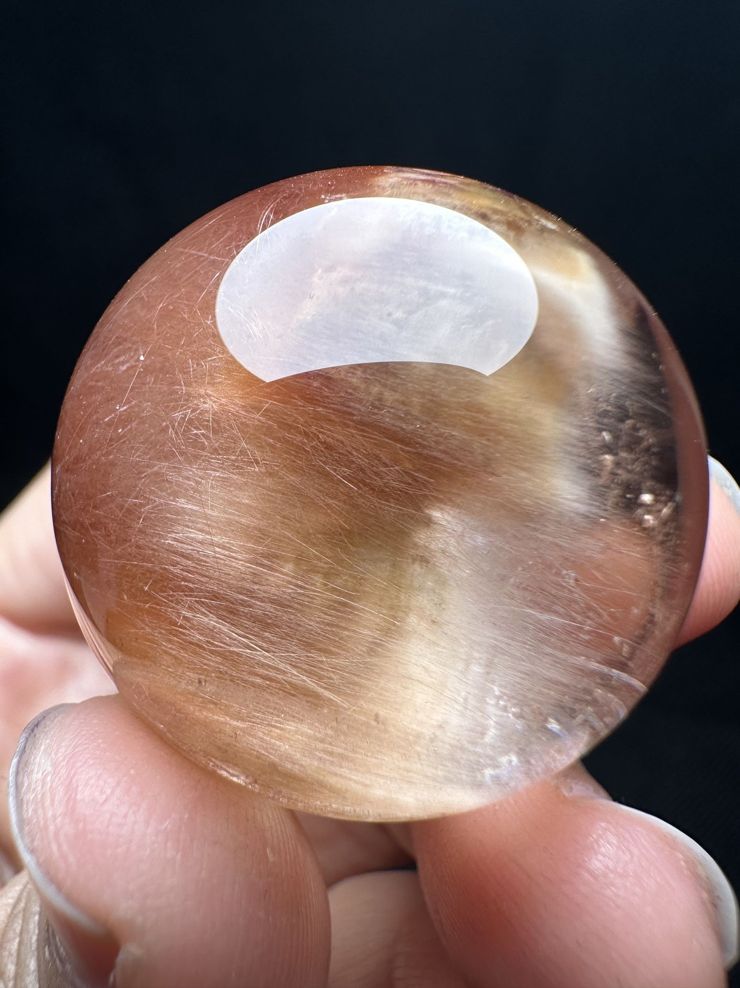 Rare Natural Clear Yellow Red Angle Wings Phantom Quartz Ball/Yellow Amphibole Included Quartz sphere/Rooster Tail Quartz-33mm