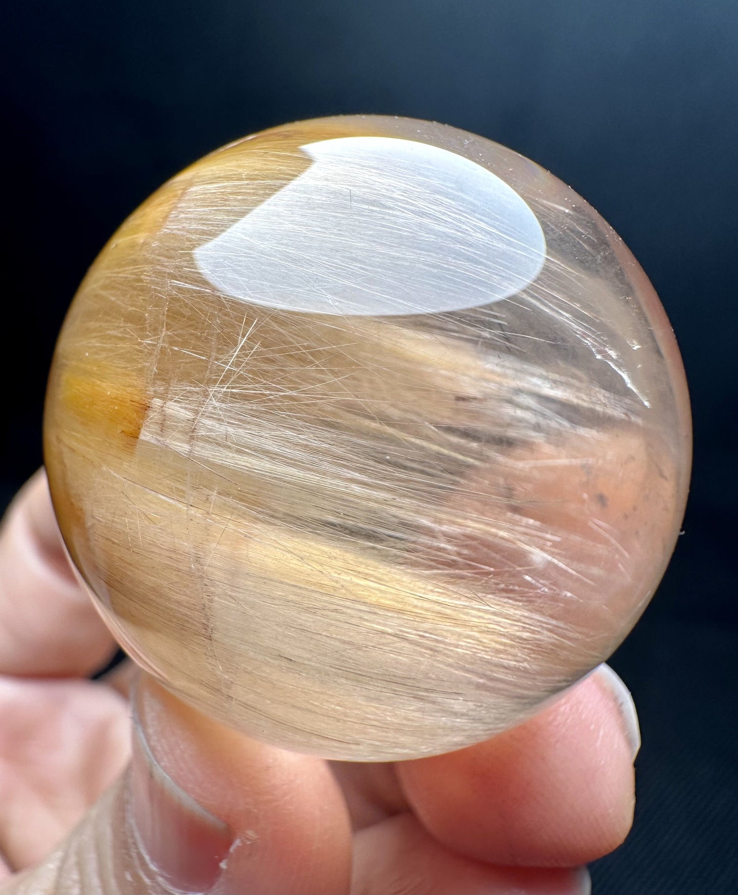 Rare Natural Golden Angel Phantom Quartz Sphere/Natural Yellow Amphibole Included in Quartz Ball/Included Phantom Crystal-36 mm