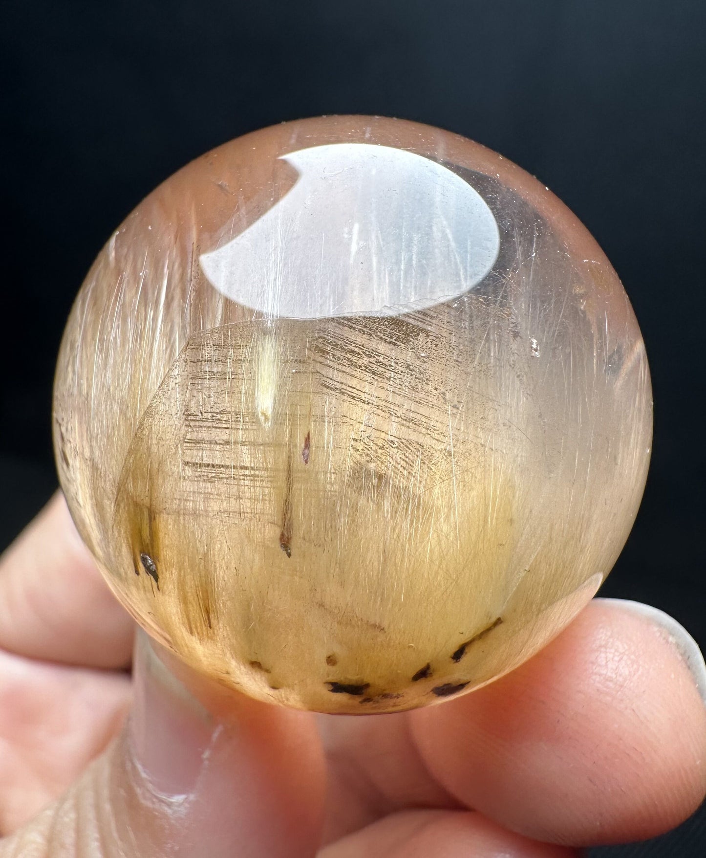 Rare Natural Golden Angel Phantom Quartz Sphere/Natural Yellow Amphibole Included in Quartz Ball/Included Phantom Crystal-36 mm