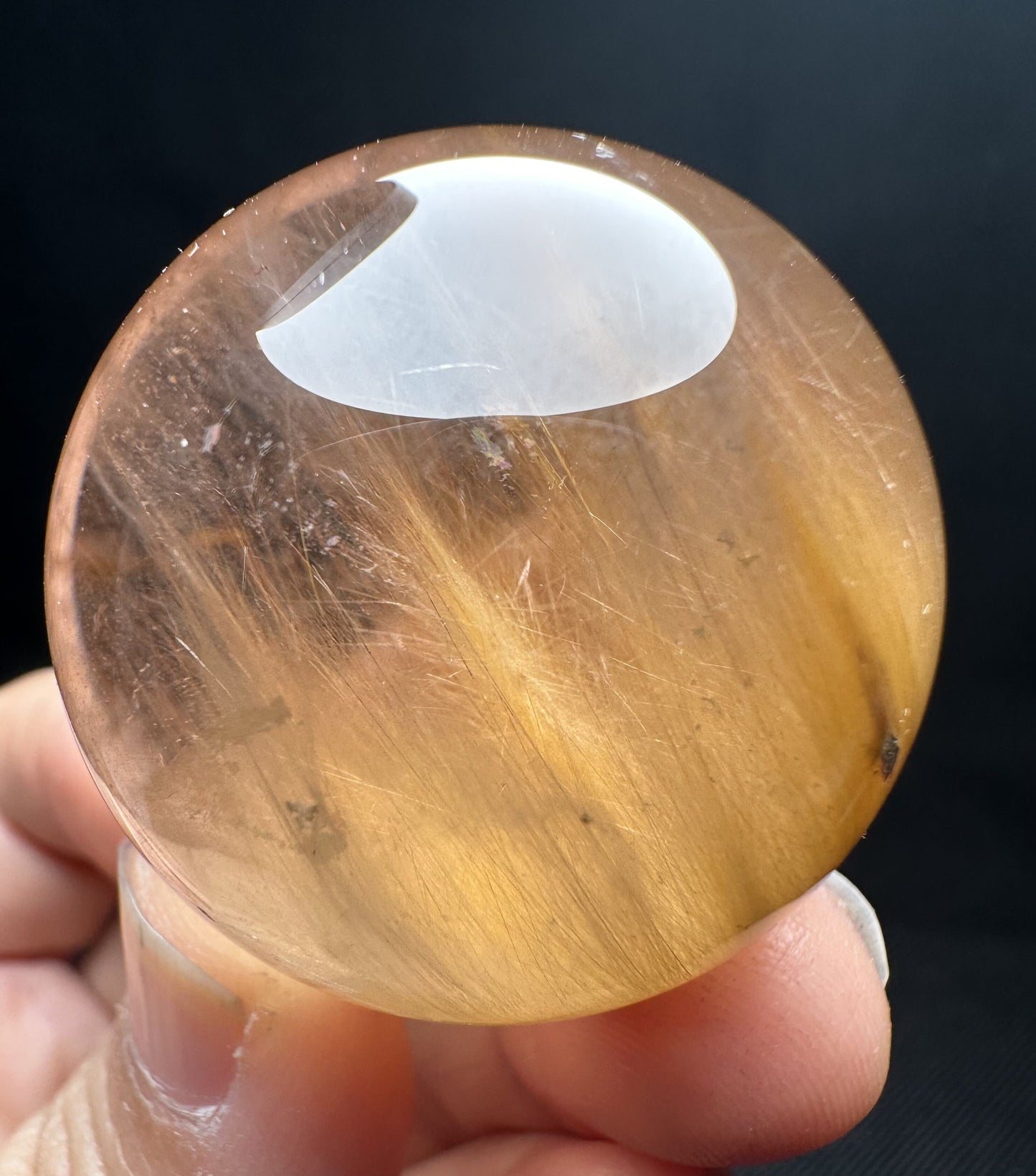 Rare Natural Golden Angel Phantom Quartz Sphere/Natural Yellow Amphibole Included in Quartz Ball/Included Phantom Crystal-36 mm