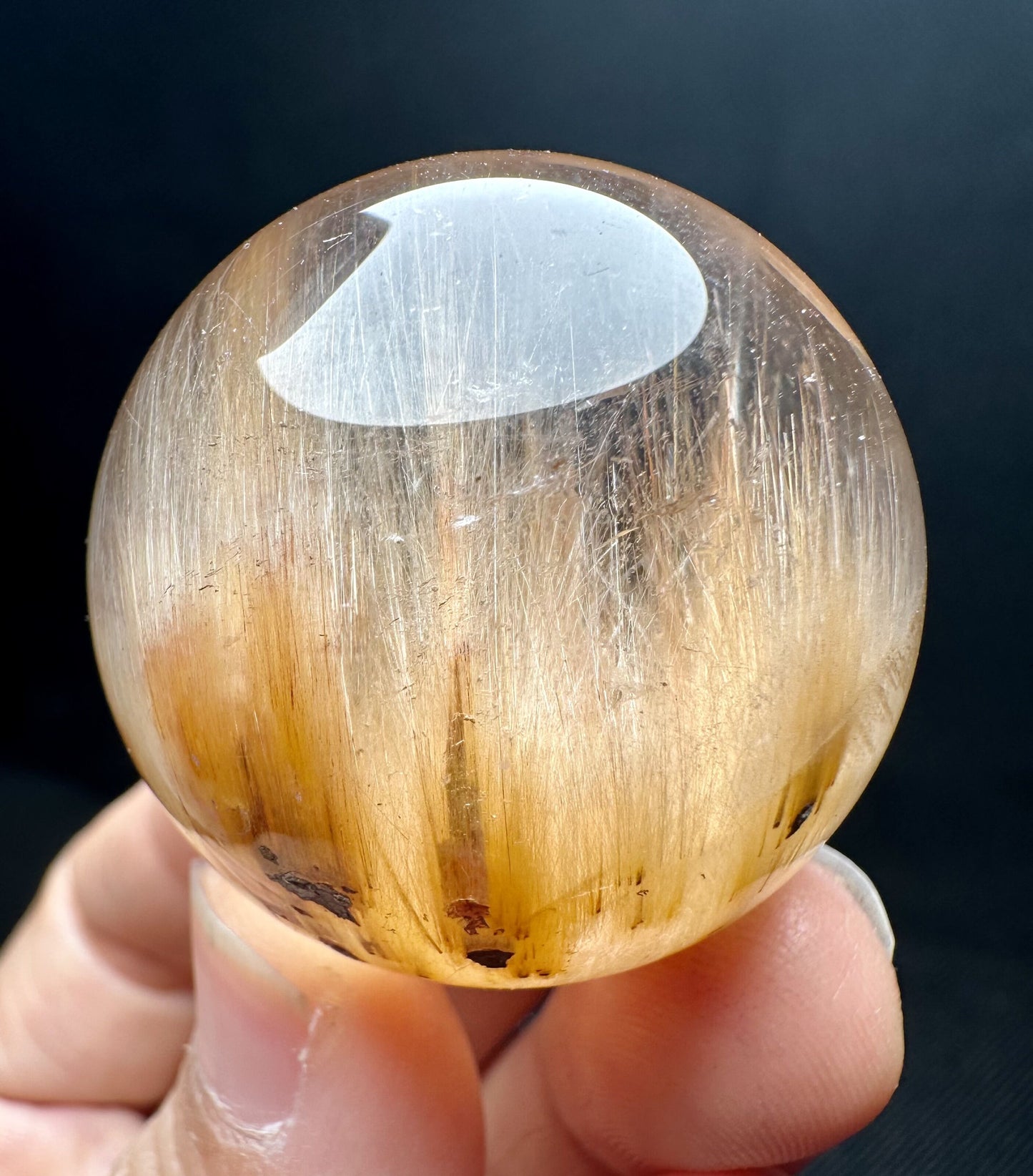 Rare Natural Golden Angel Phantom Quartz Sphere/Natural Yellow Amphibole Included in Quartz Ball/Included Phantom Crystal-36 mm