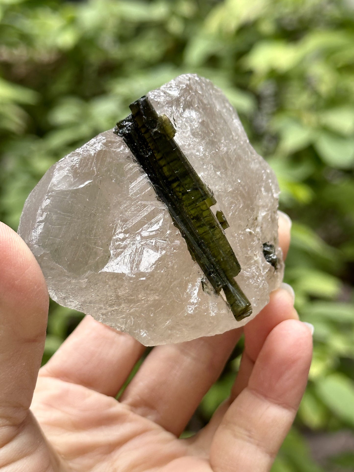 Green Tourmaline grow with Citrine Smokey Quartz/Raw Tourmaline stone/Colorful Tourmaline/Mineral specimens-221 g