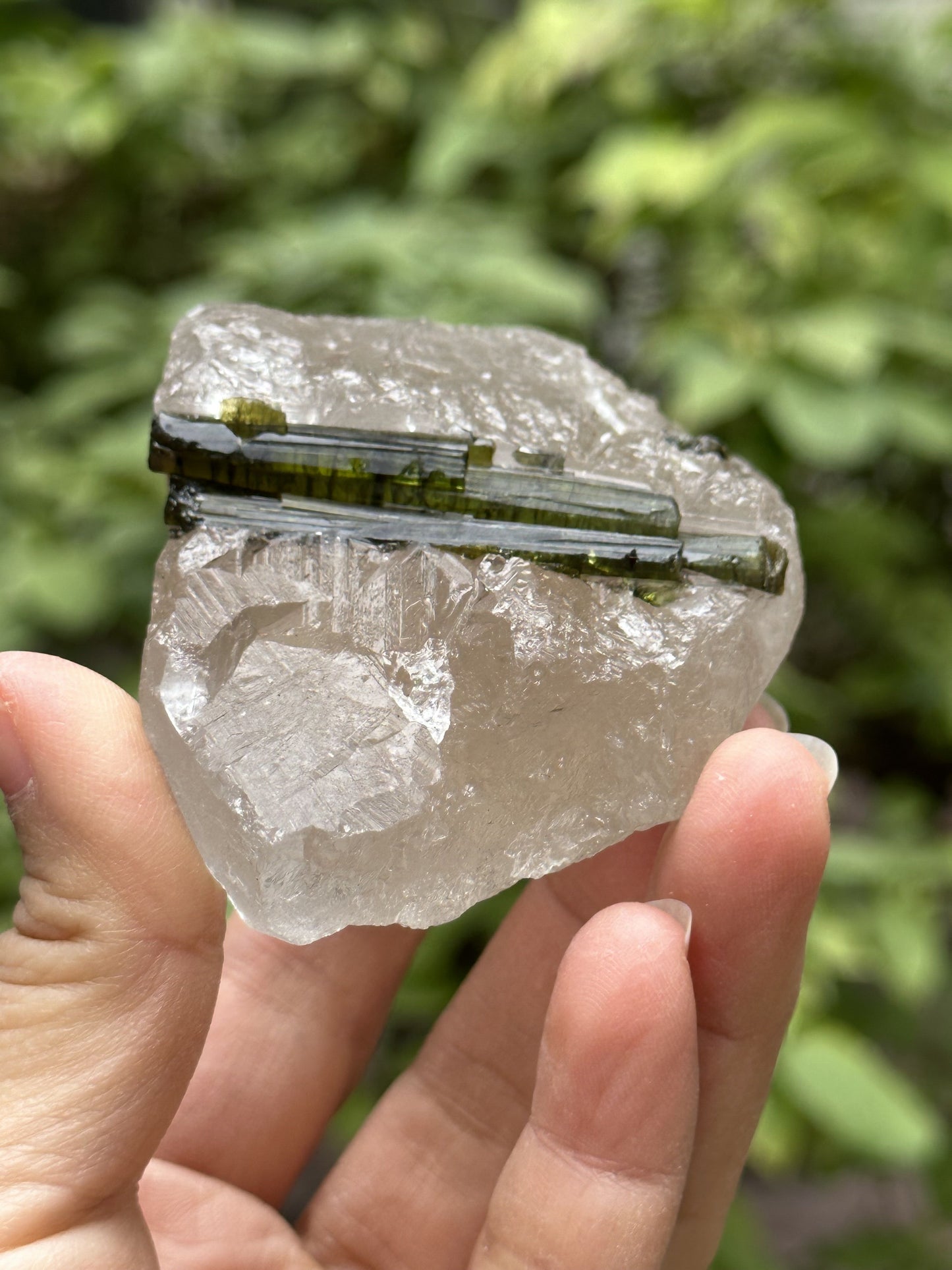 Green Tourmaline grow with Citrine Smokey Quartz/Raw Tourmaline stone/Colorful Tourmaline/Mineral specimens-221 g