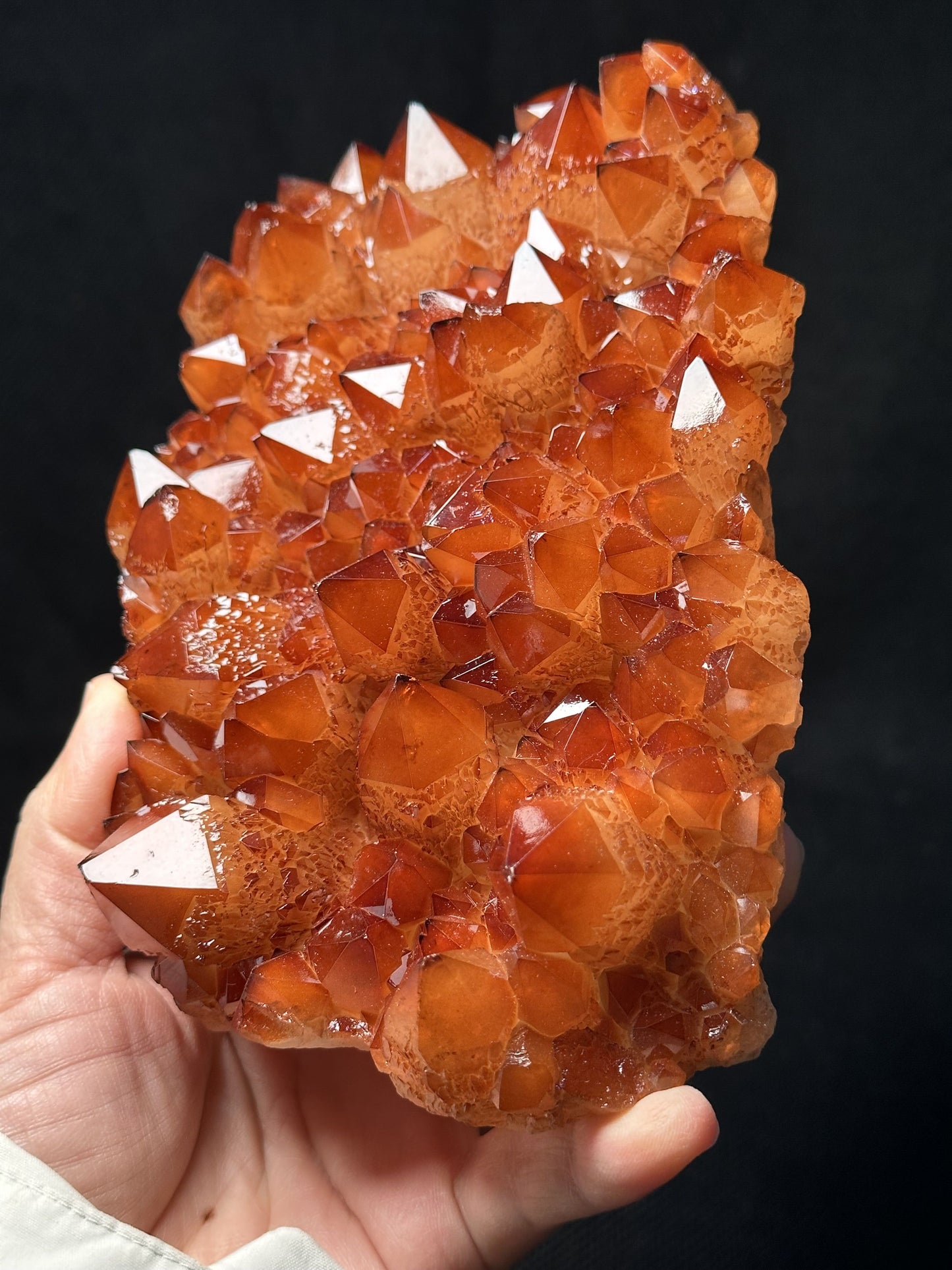 Rare Natural Red Hematite Surface Crystal Quartz Cluster/Tangerine Crystal Cluster With Hematite Inclusion Display Specimen/Healing Crystal-1210 g