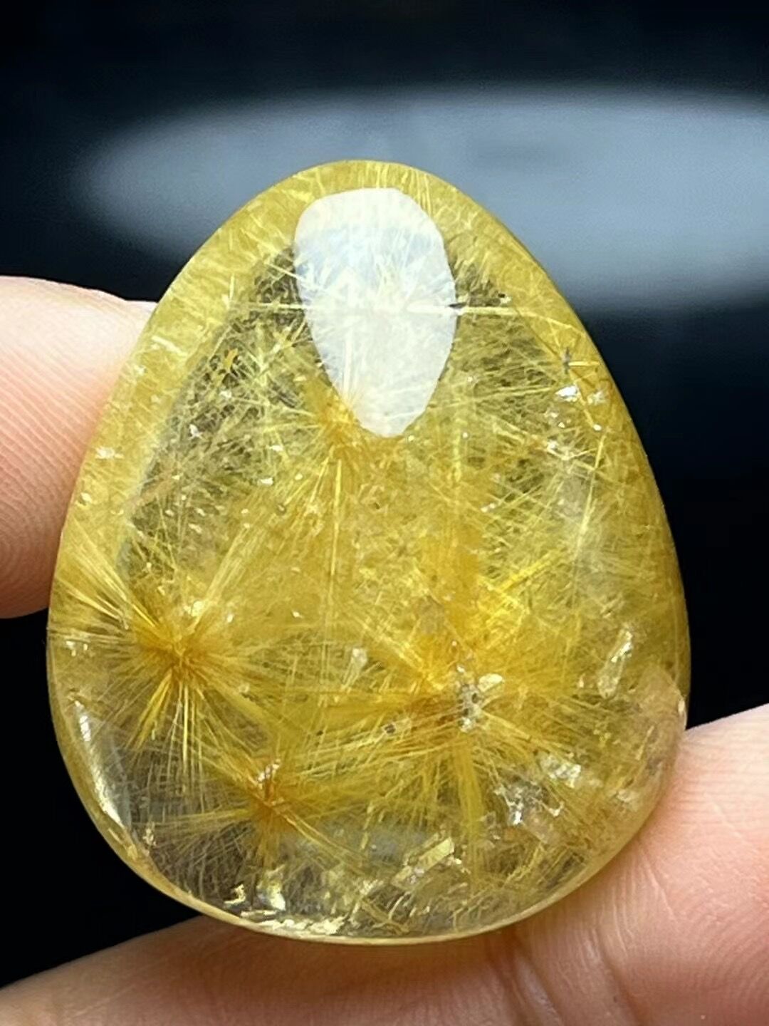 Natural Clear Gold Flower Rutilated Quartz Drop Shaped Pendant/Rutile Crystal Quartz bead/Beautiful Scenic included/special gift-30*27*16 mm 18 g